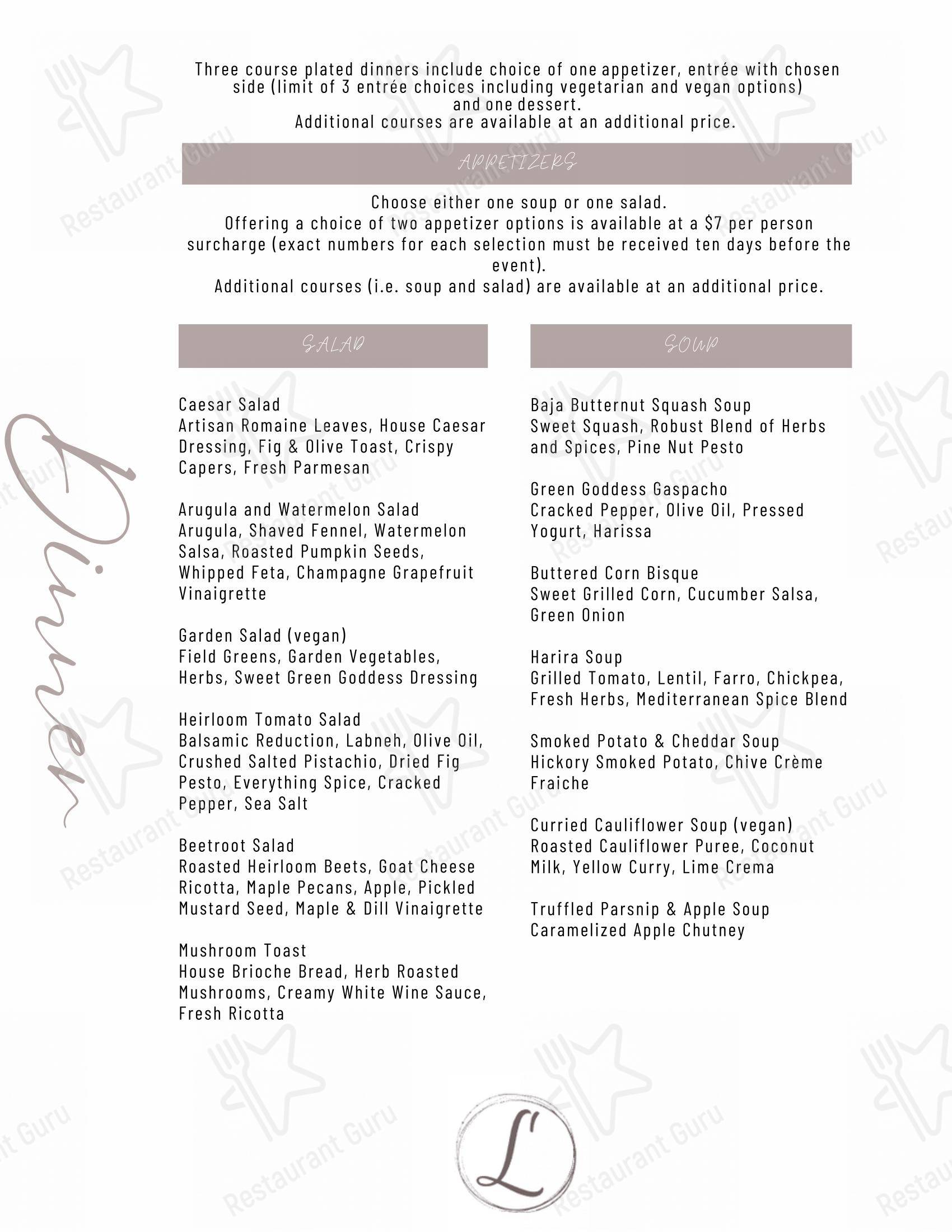 Lago dans Ottawa - Menu