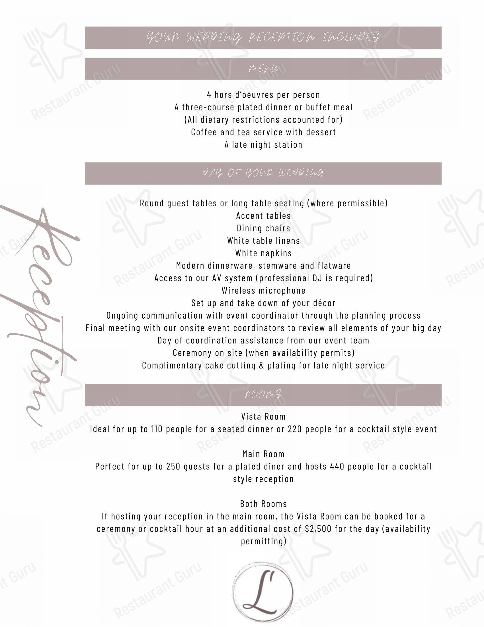 Menu pour Lago pub et bar