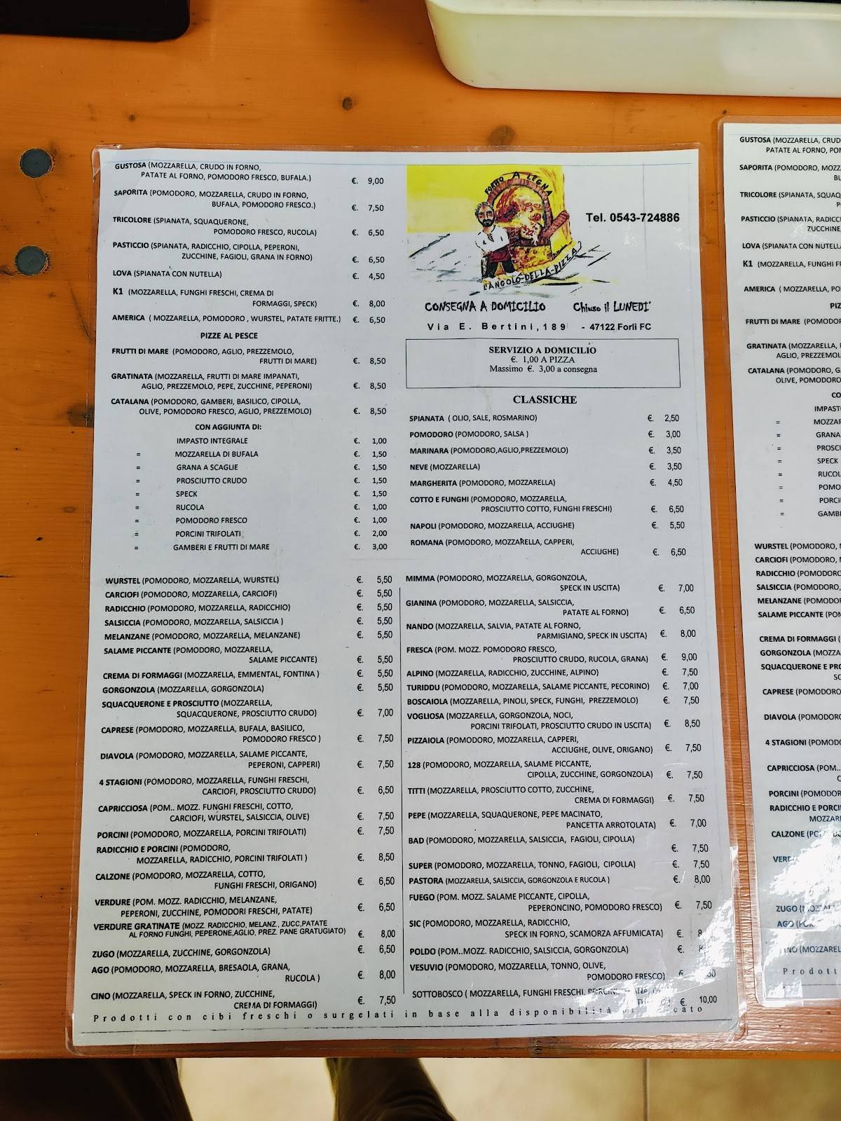 Menu di L'angolo Della Pizza 