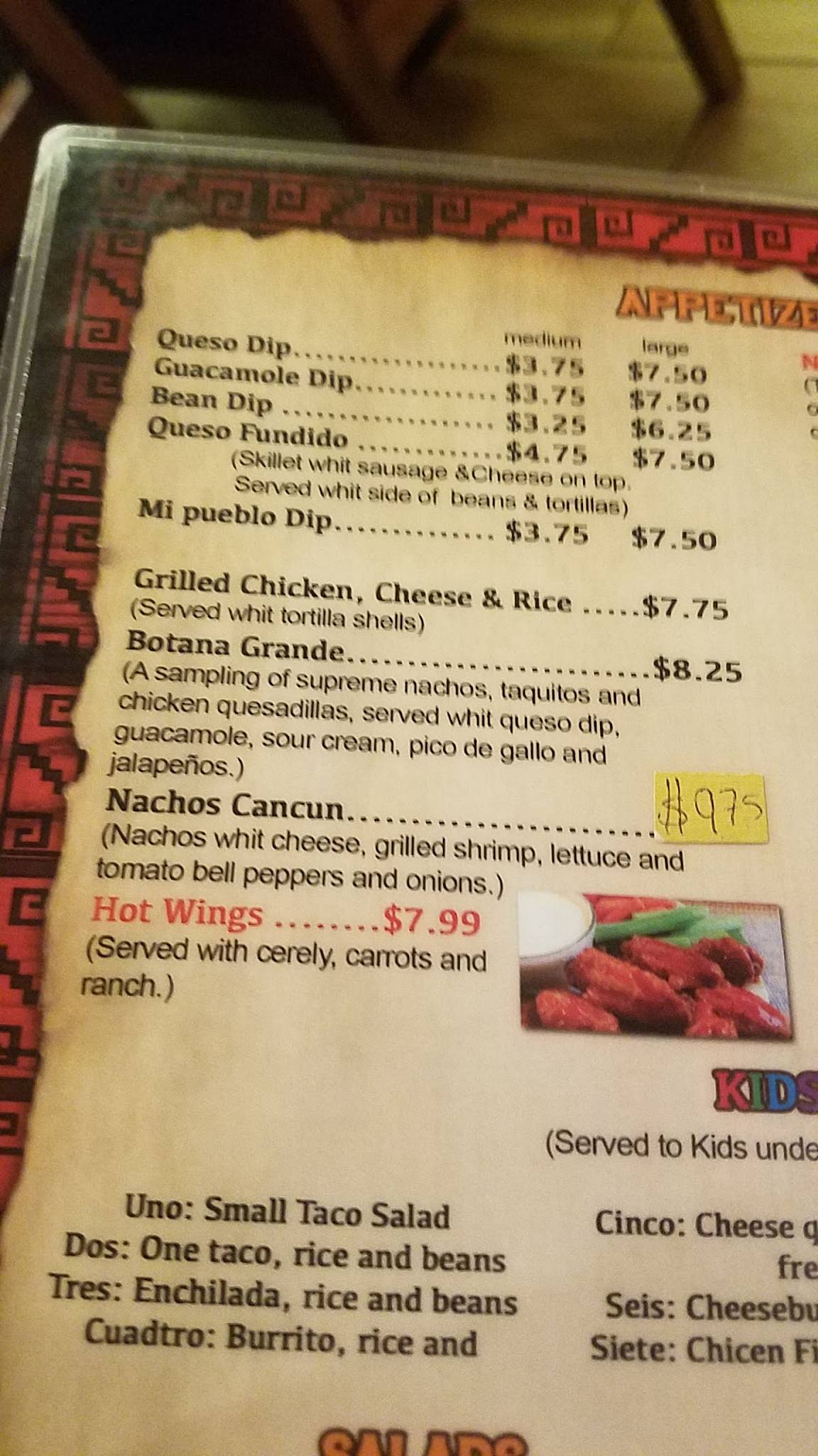 Menu at Las Brisas Mexican Restaurant, Jackson