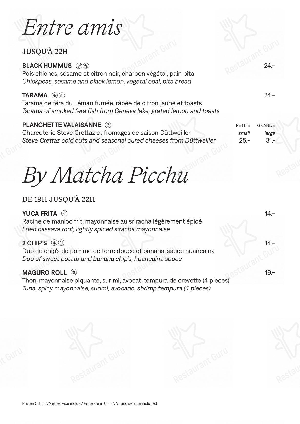 Menu bar per Lausanne Palace ristorante