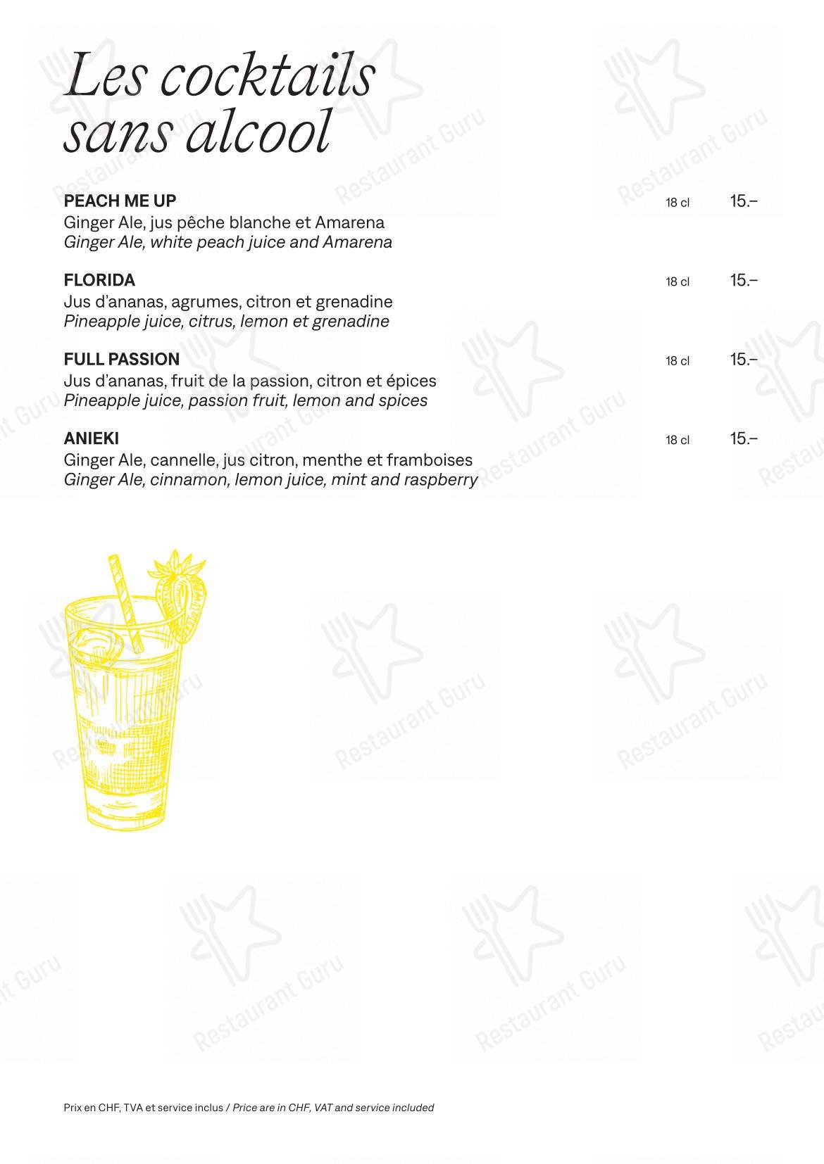 Menu per Lausanne Palace ristorante