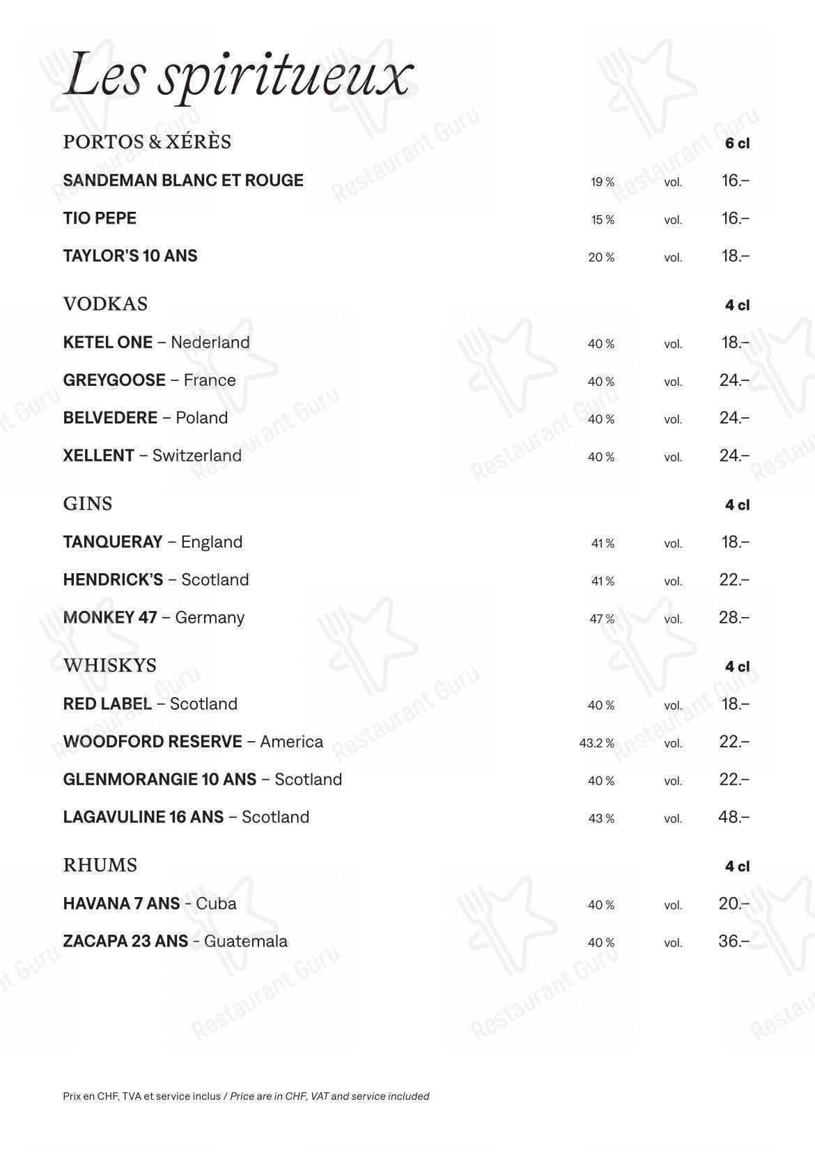 Menu per Lausanne Palace in Losanna