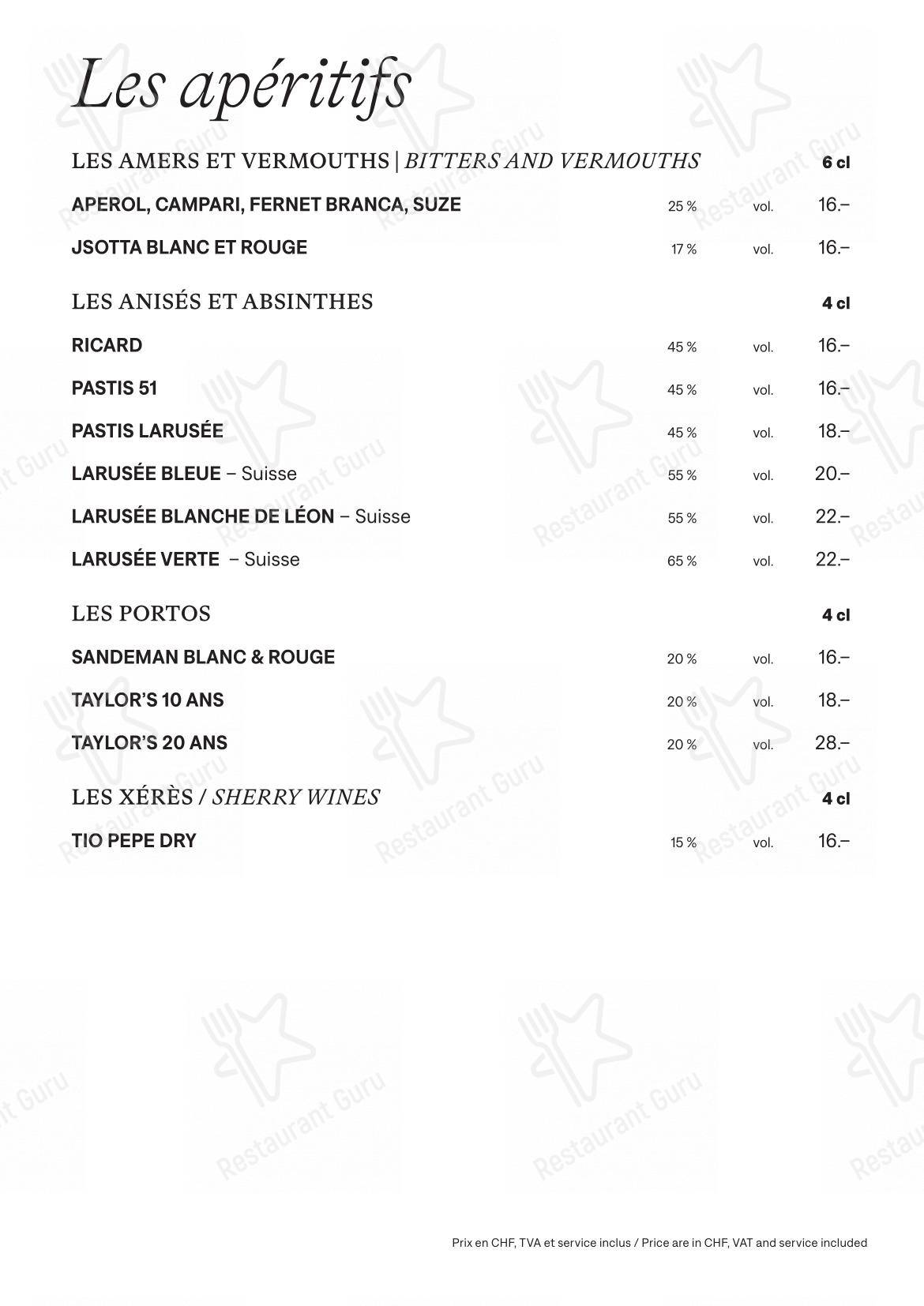 Menu bar per Lausanne Palace in Losanna