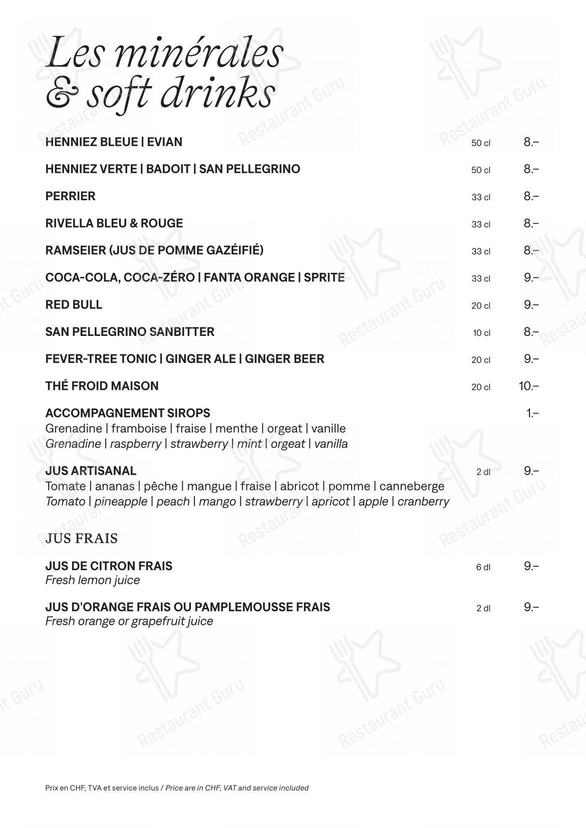 Menu per Lausanne Palace ristorante