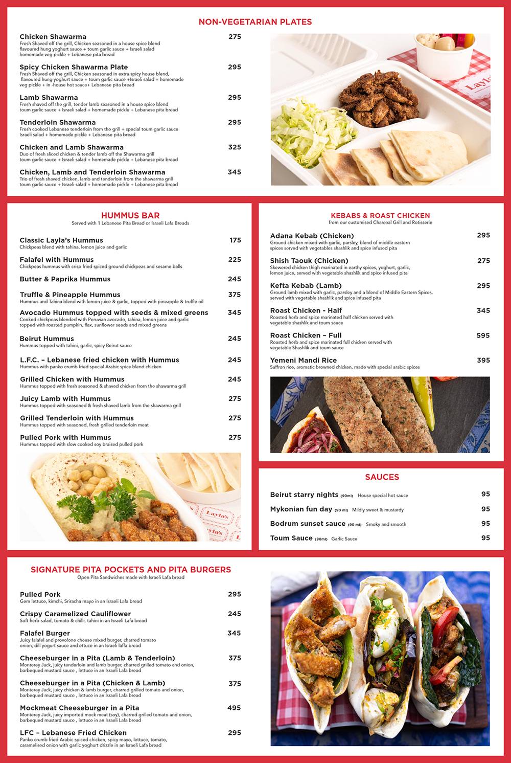 Layla's Shawarma and Middle Eastern Kitchen menu