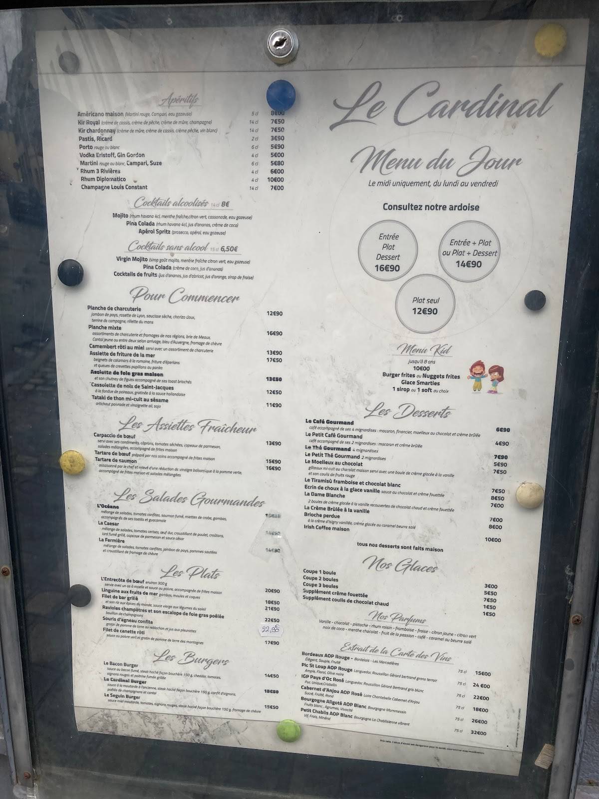 Menu de Le Cardinal