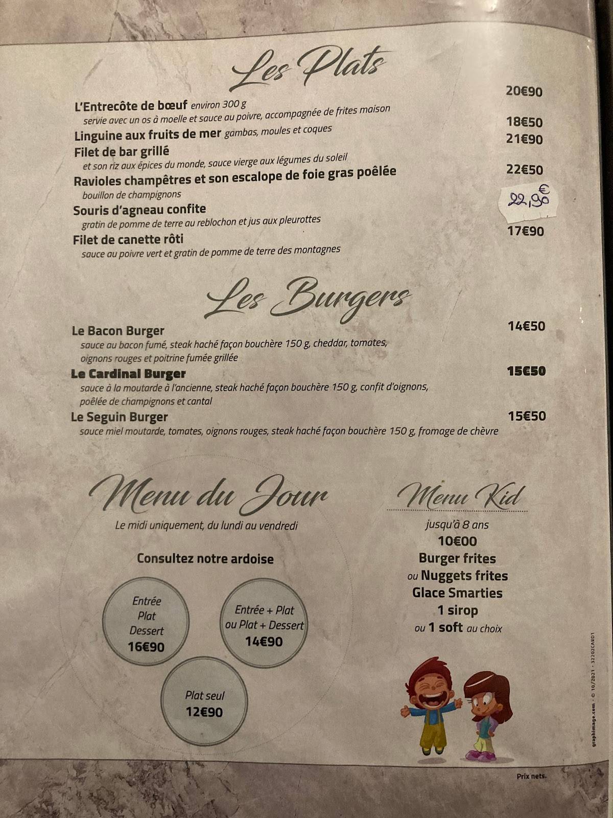 Menu de Le Cardinal
