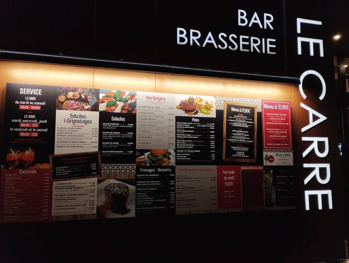 Menu at Le Carré pub & bar, Lorient