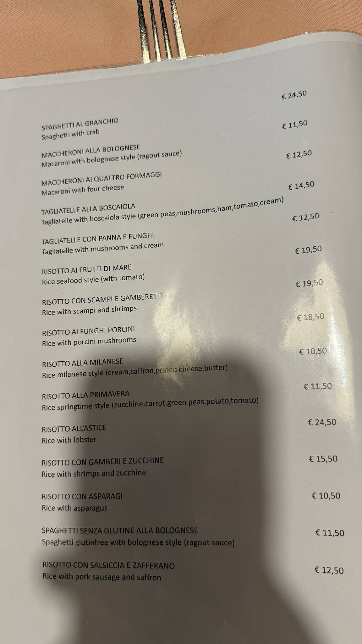Menu di Le Chalet 