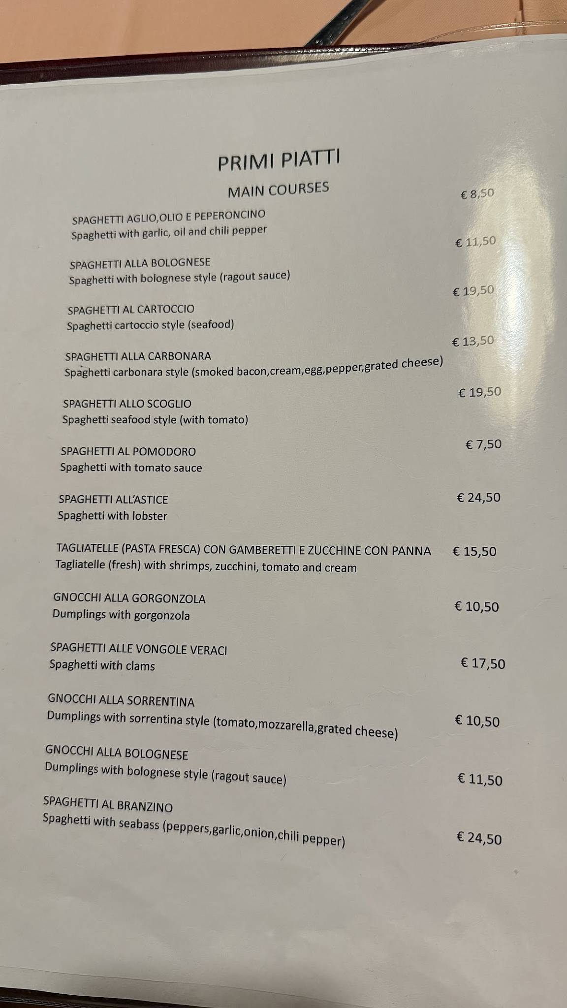 Menu di Le Chalet 