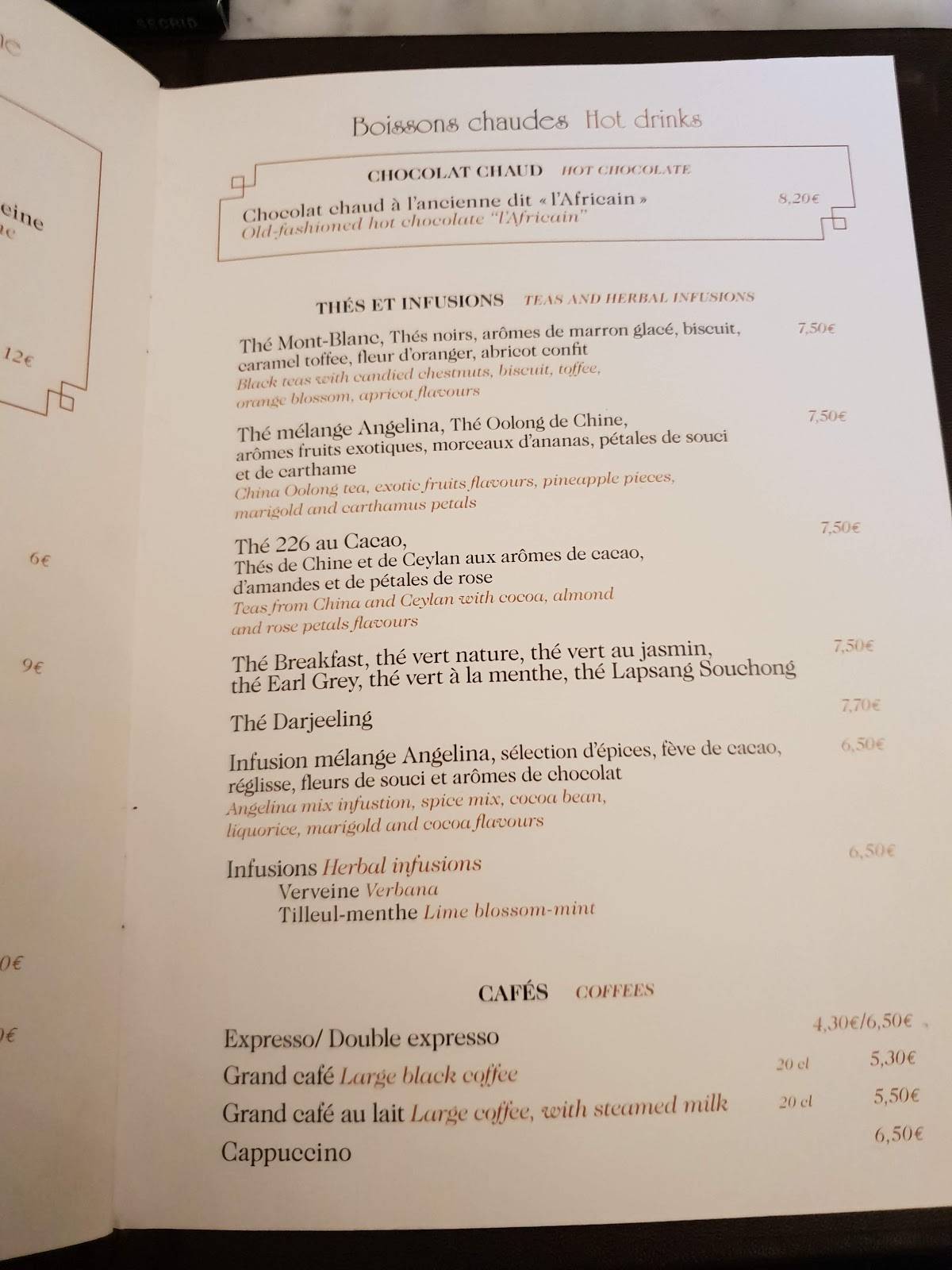 Menu At Angelina Paris Restaurant Versailles All E Des