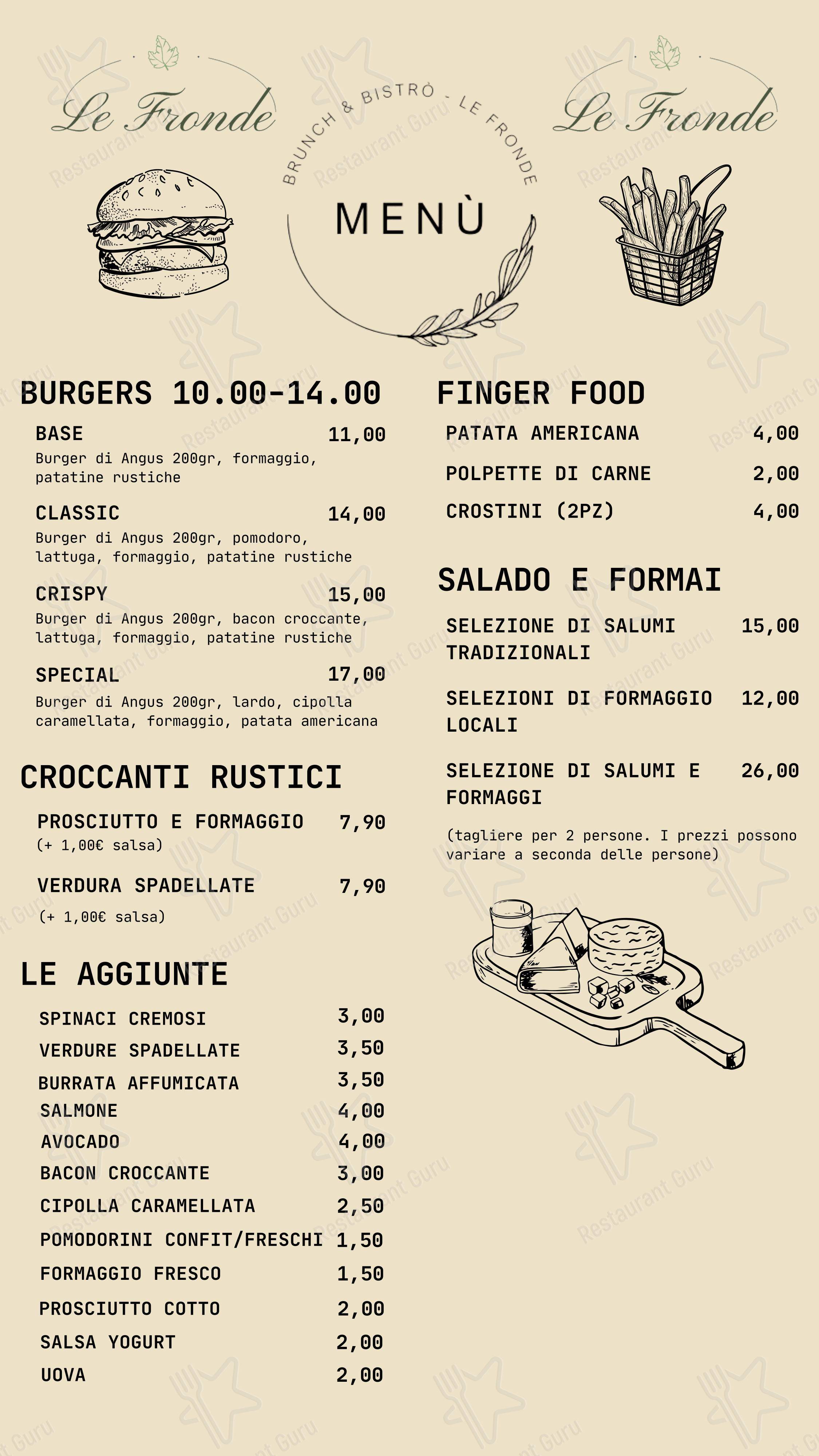 Menu per Le Fronde - Ke Wines ristorante