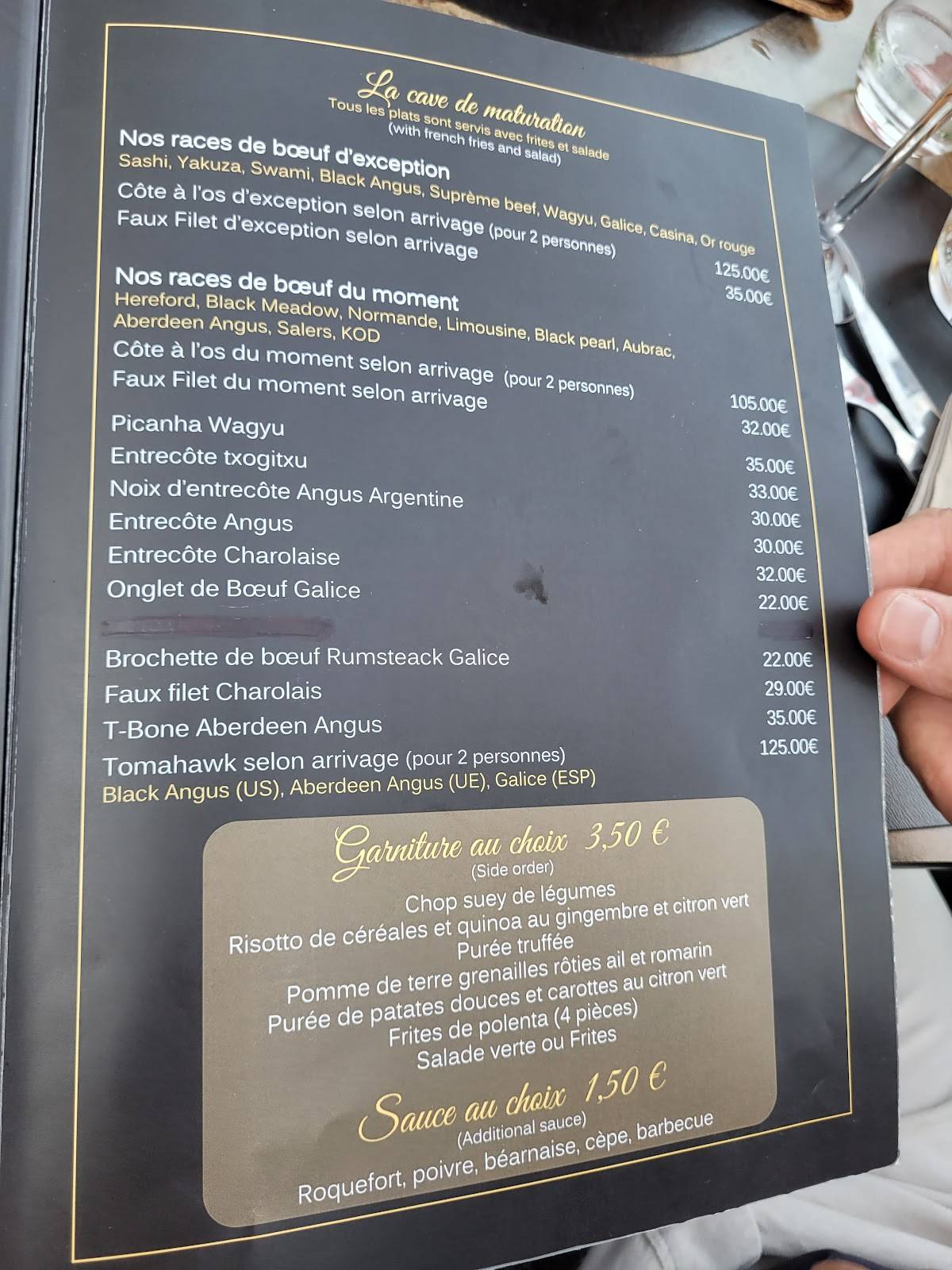 Menu de Le Paddock