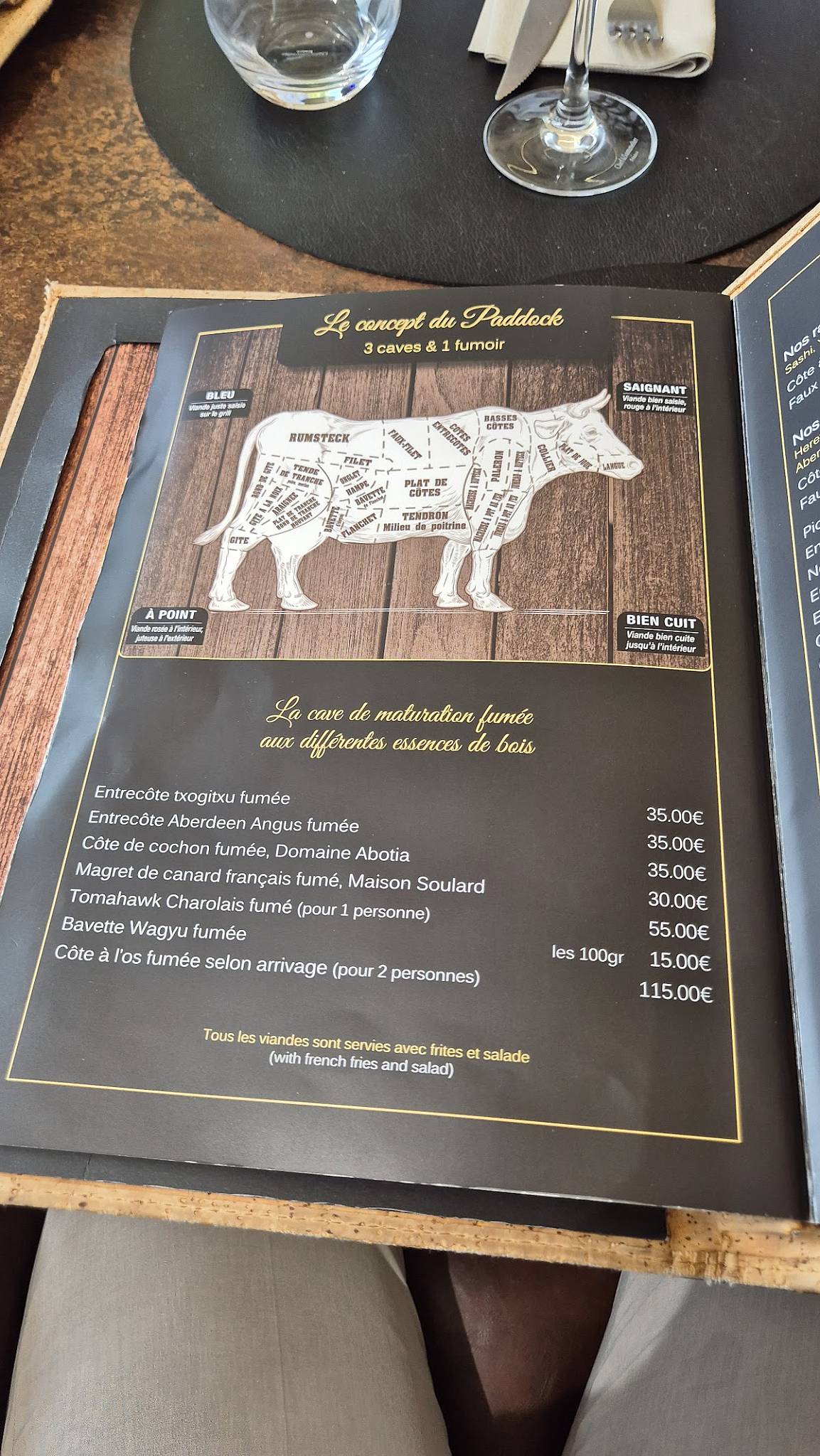 Menu de Le Paddock