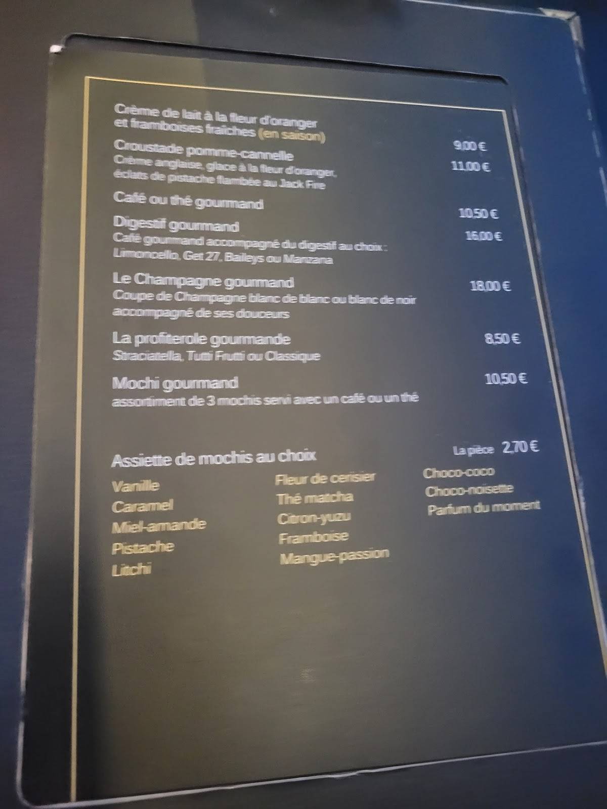 Menu de Le Paddock