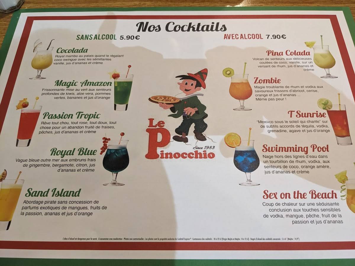 Menu de Le Pinocchio