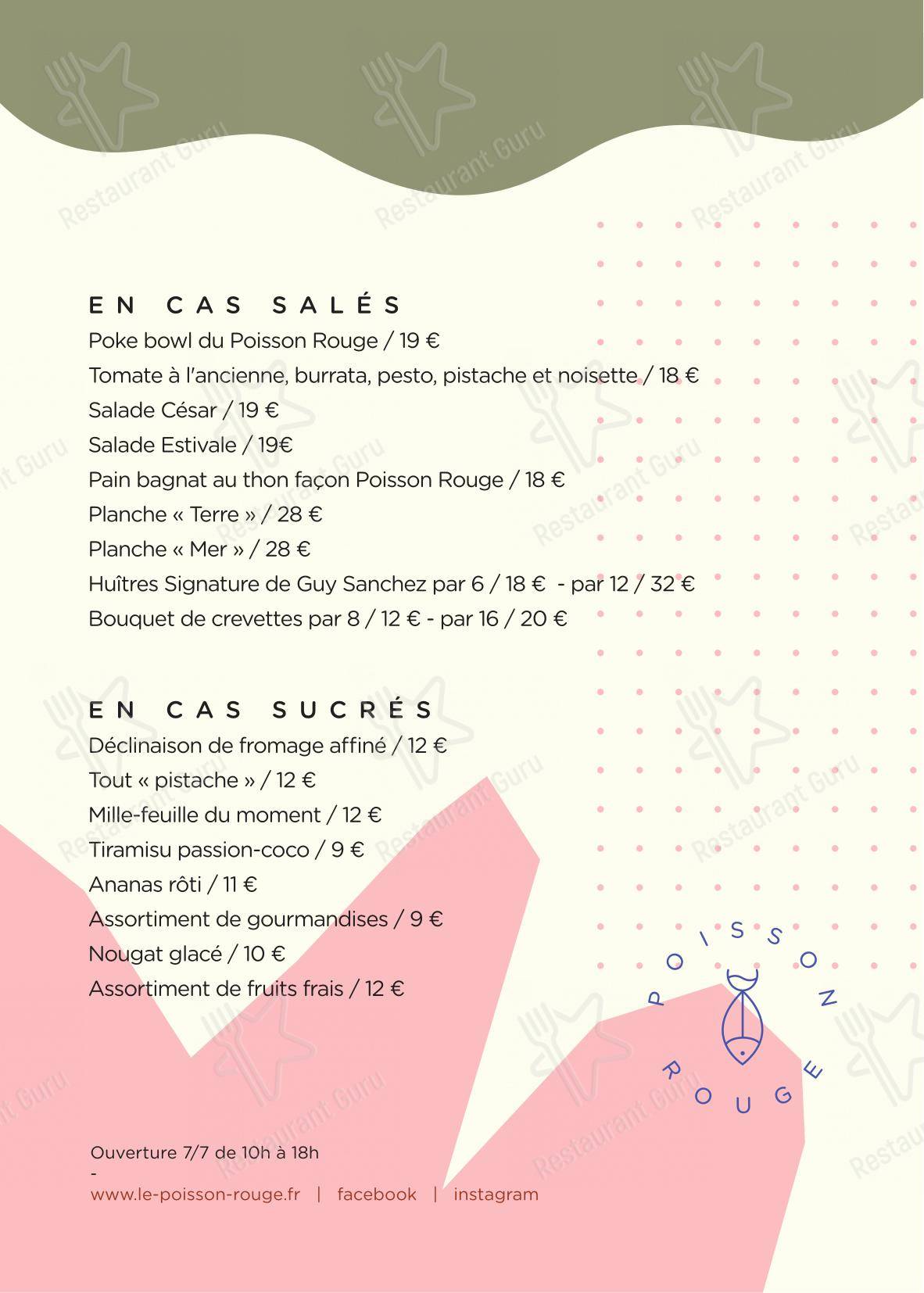 Menu bar pour Le Poisson Rouge restaurant