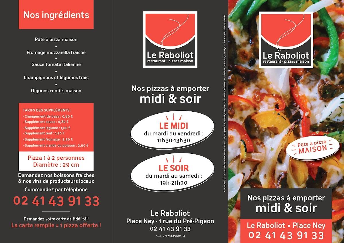 Menu de Le Raboliot