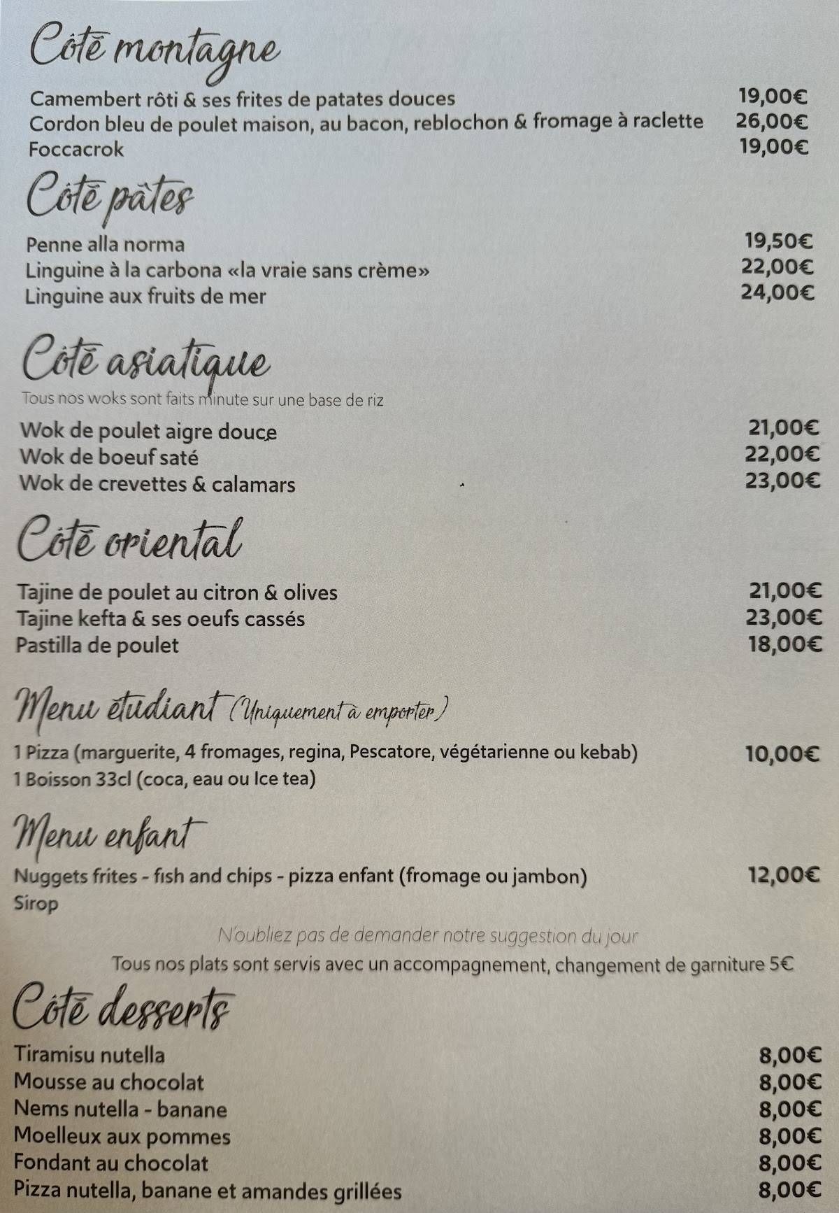 Menu de Le Sam'S
