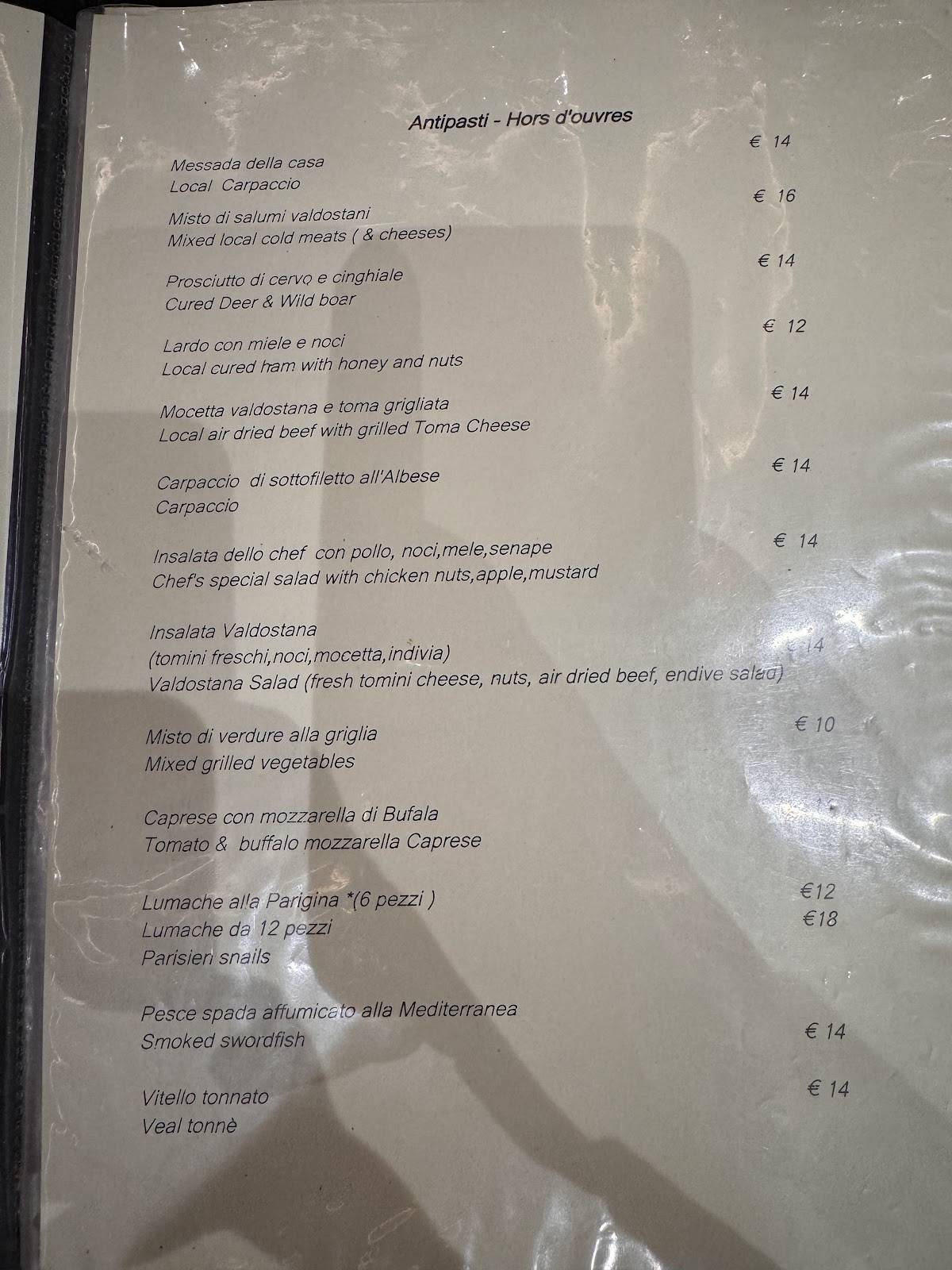 Menu di Le Sapin 