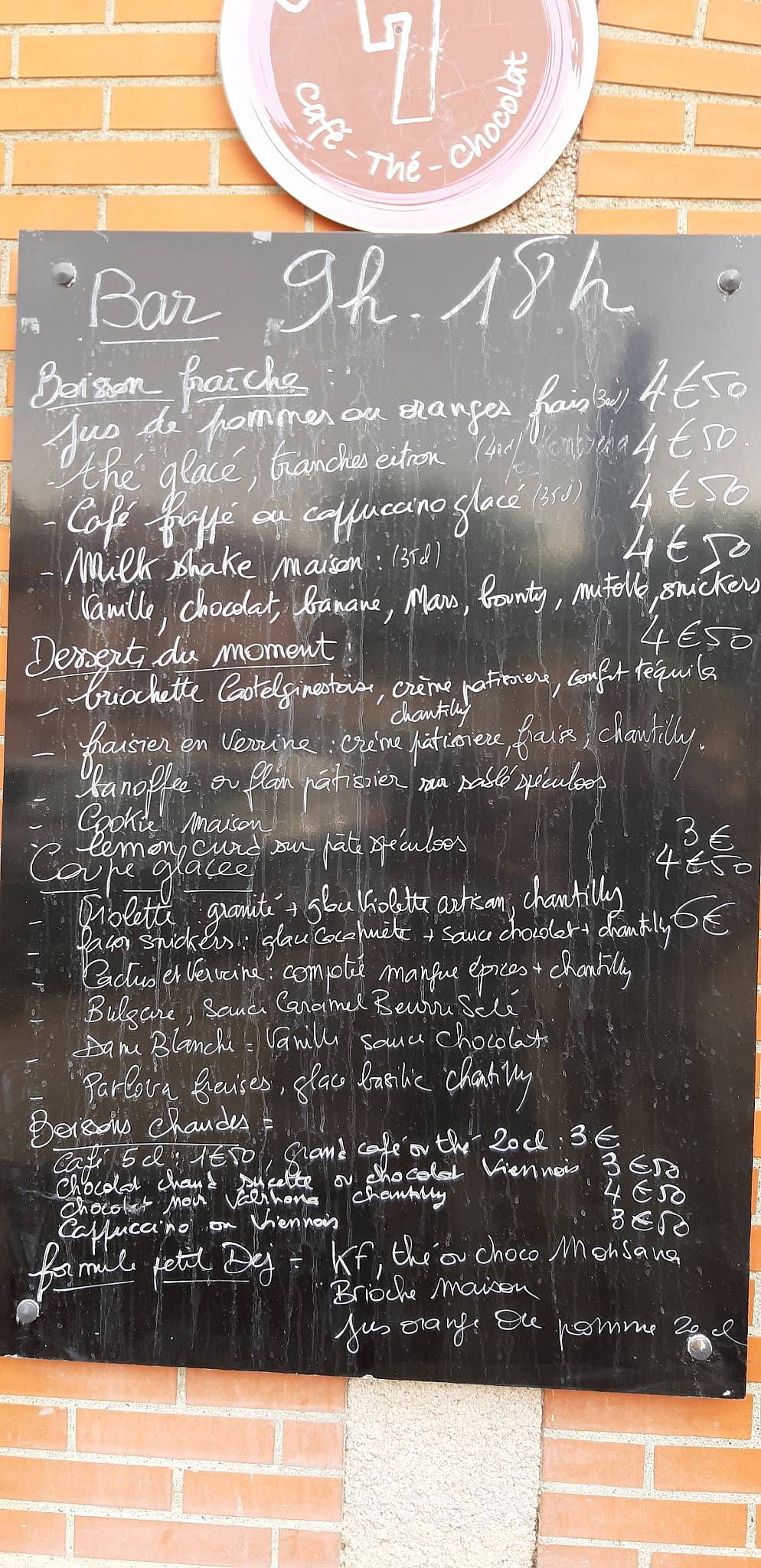 Menu de Le Seven : vente de thé, café, chocolat et art de la table