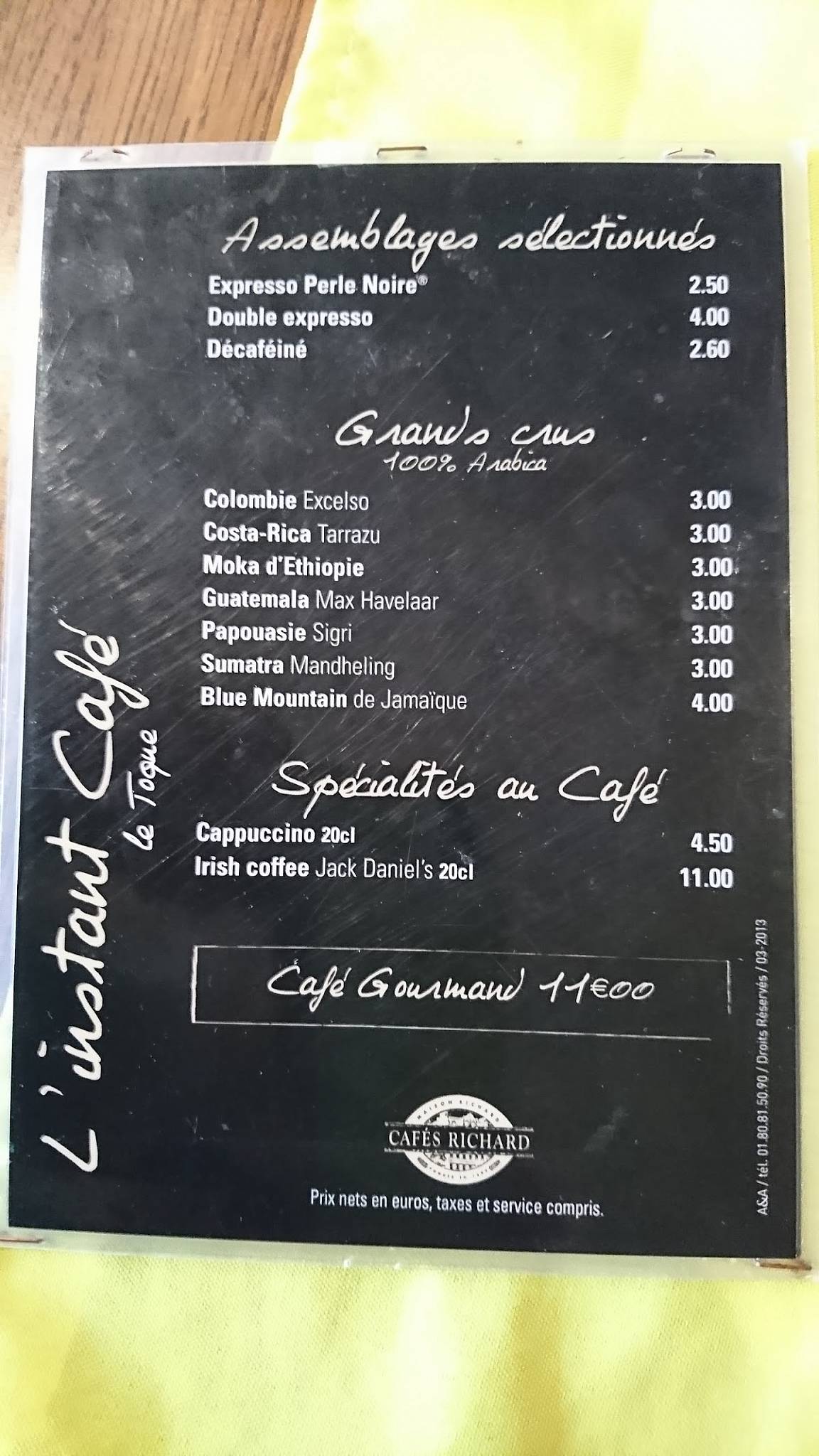Menu de Le Toqué