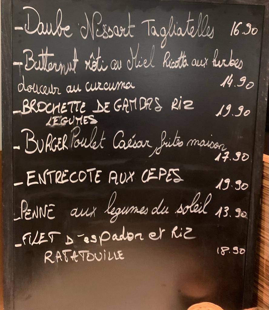 Menu de Le Valrose