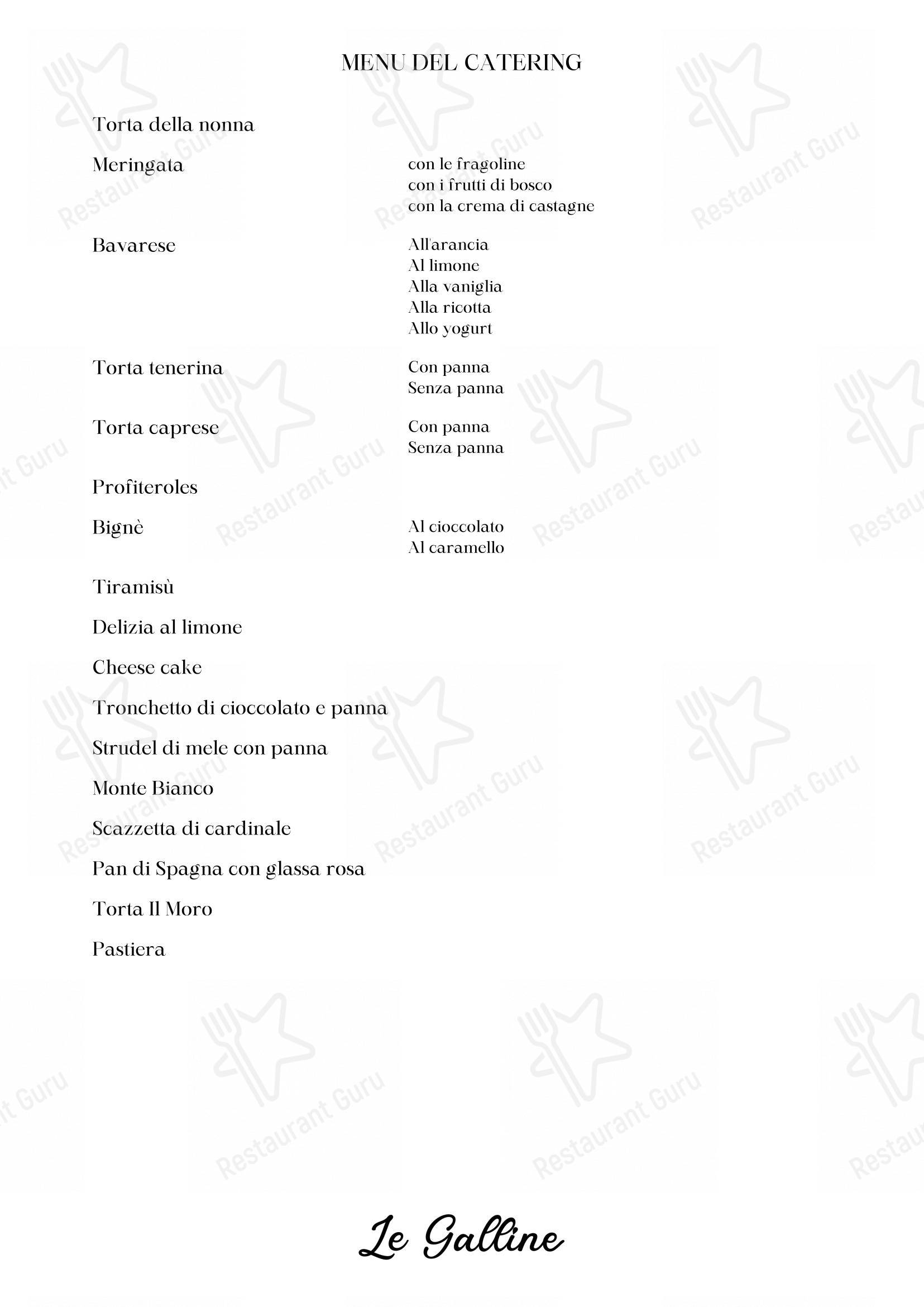 Le Galline in Roma - Menu