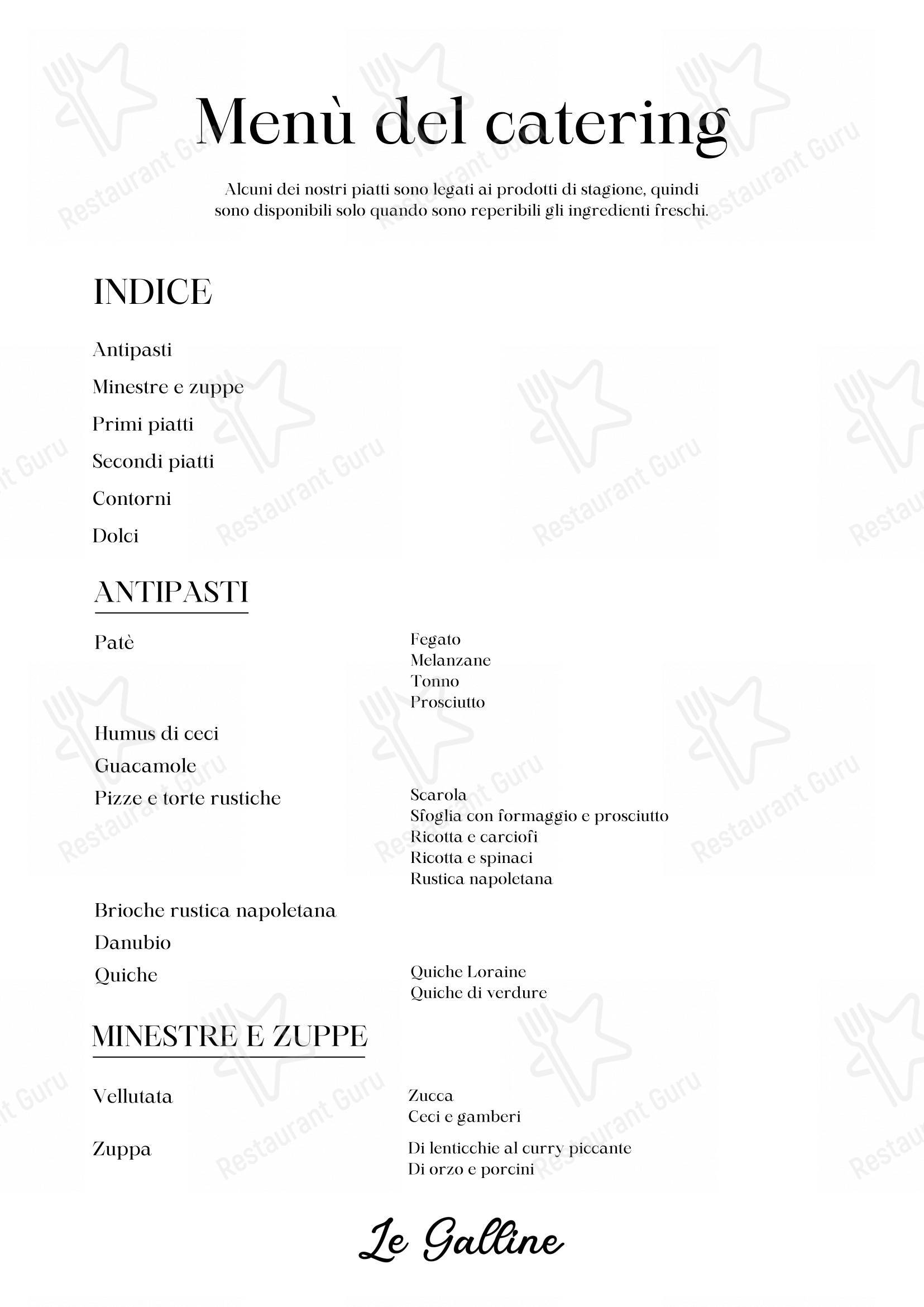 Menu per Le Galline in Roma