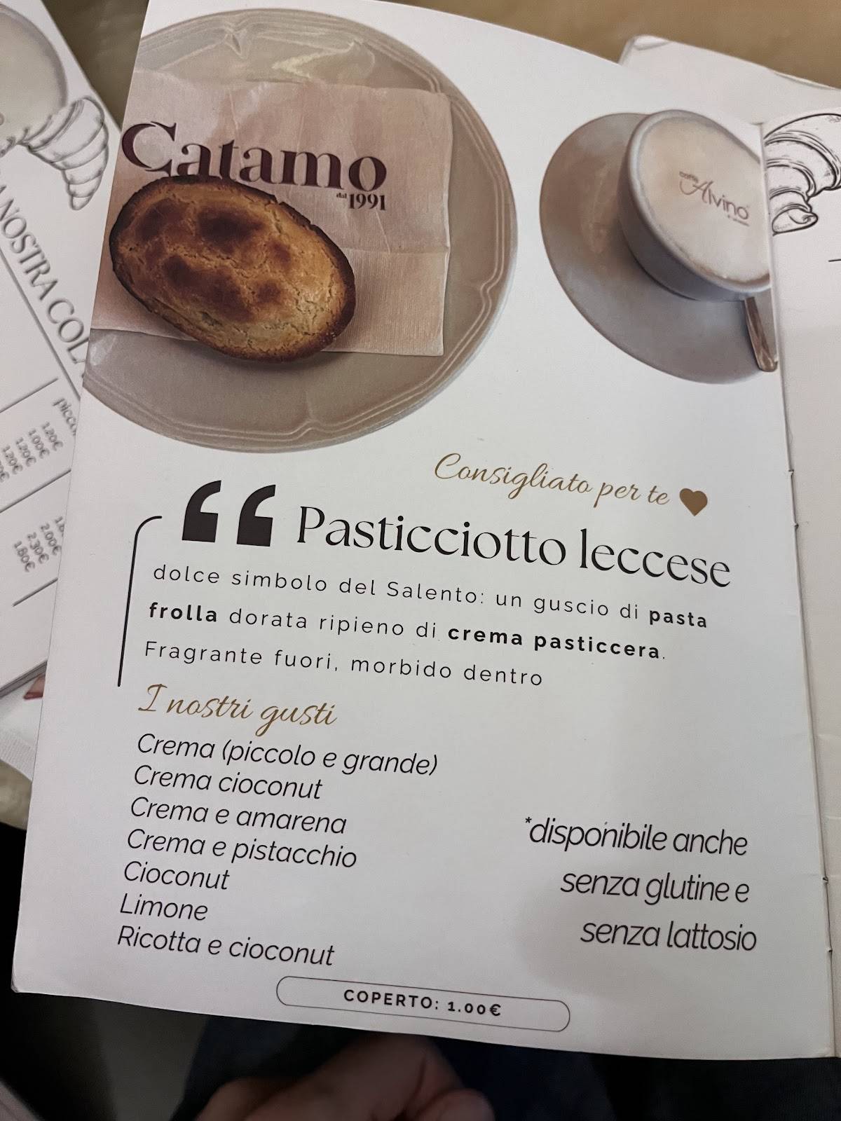 Menu di Caffè Alvino 