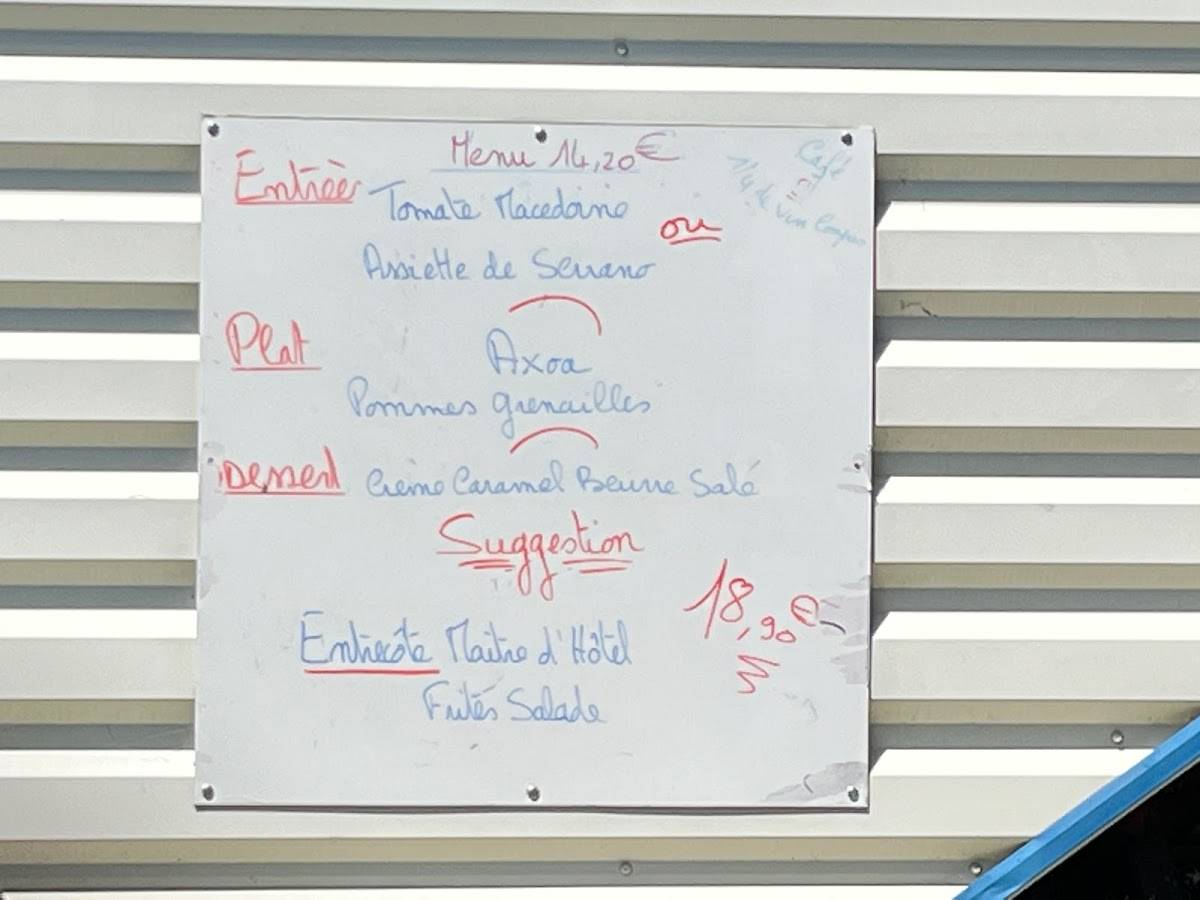 Menu au BAR / RESTAURANT Les Embruns, SerresCastet