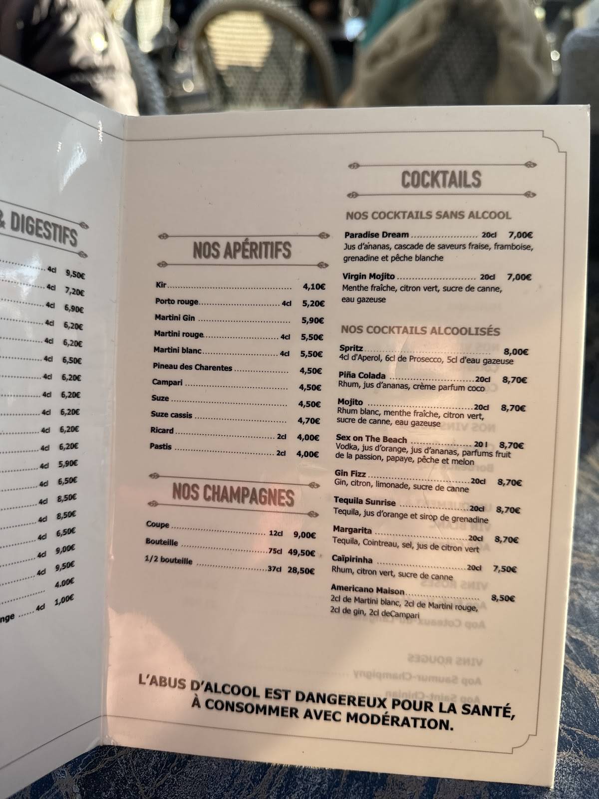 Menu de Les Régates