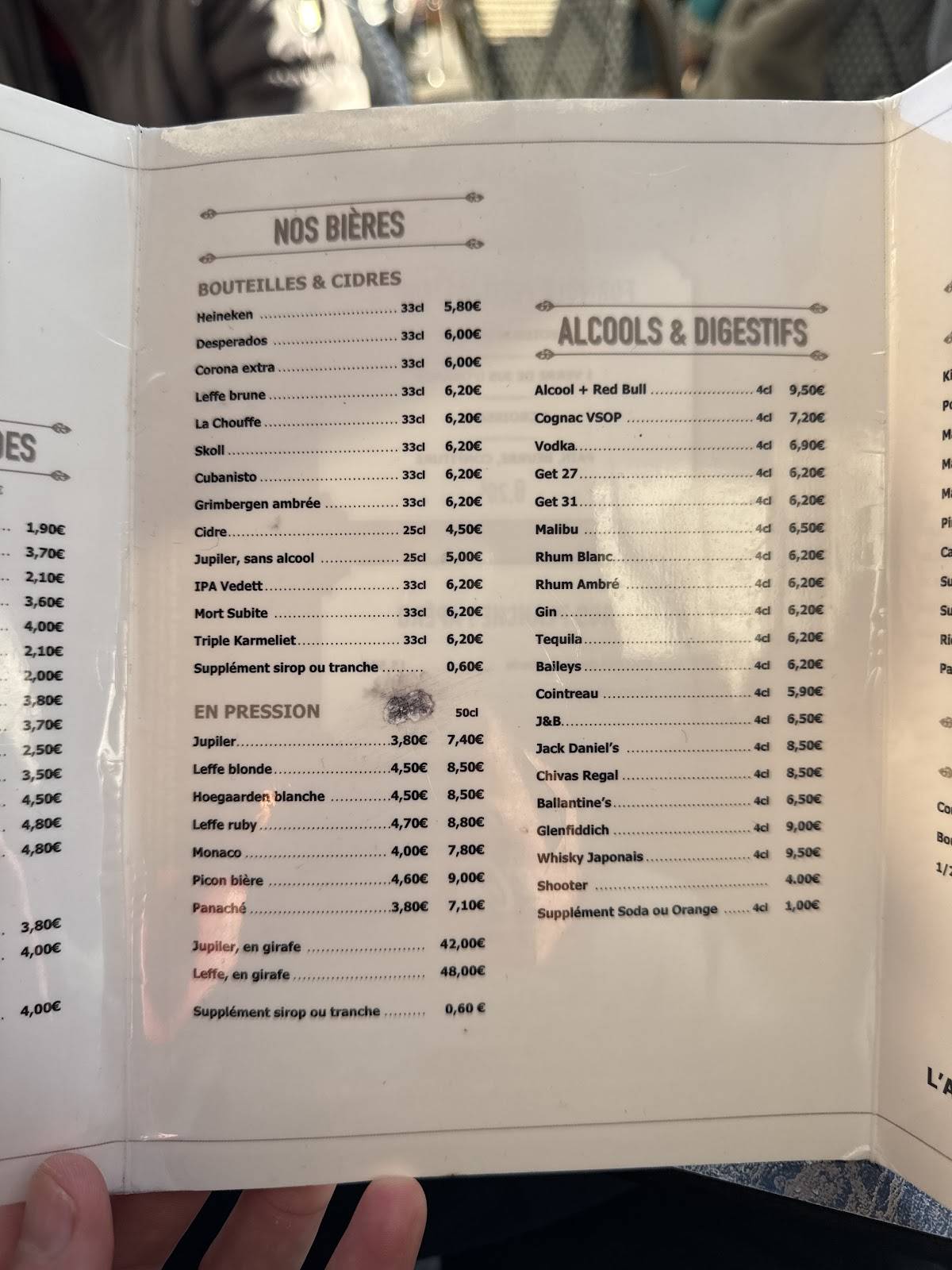 Menu de Les Régates