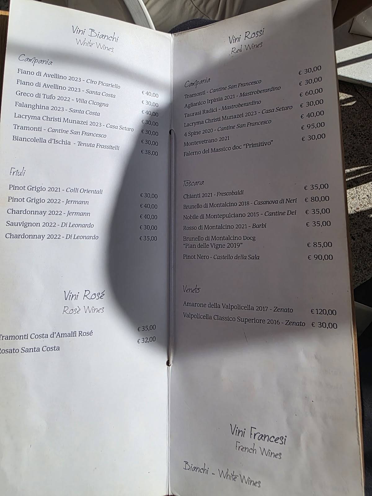Menu di Li Galli bistrot 