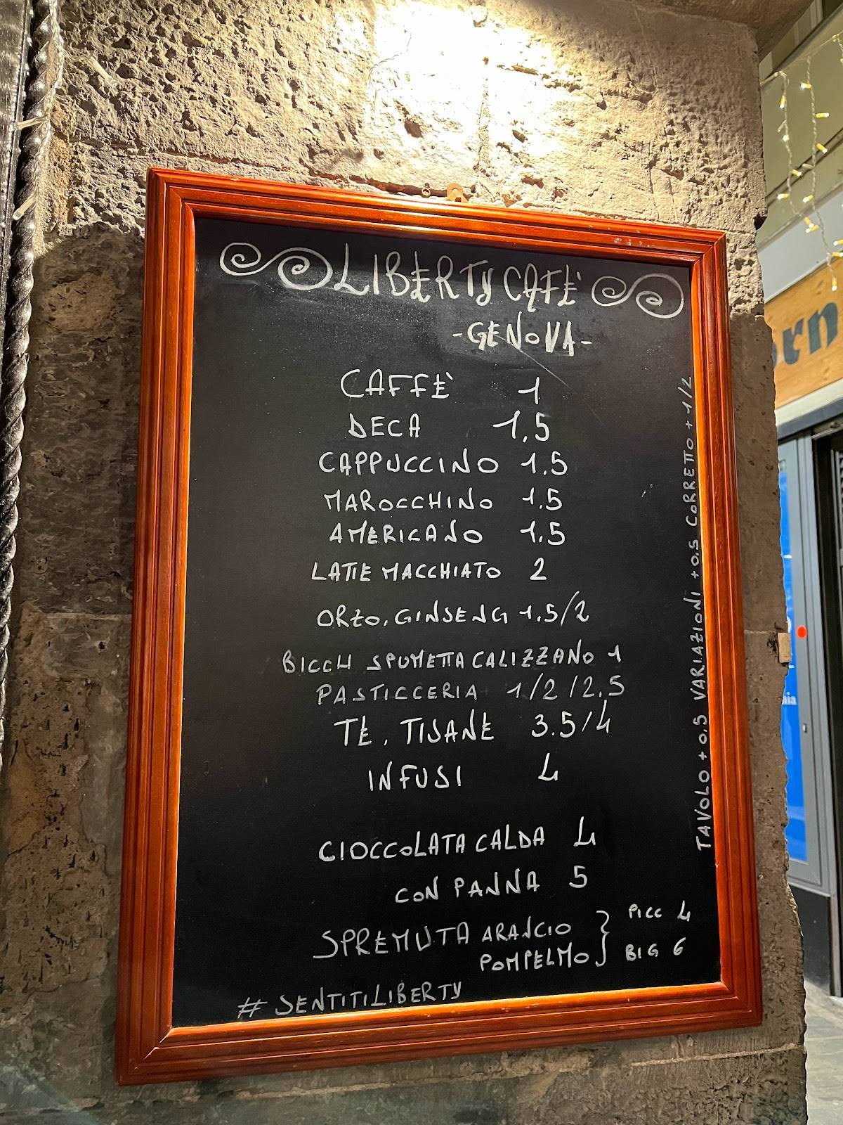 Menu di Liberty Cafè Genova 
