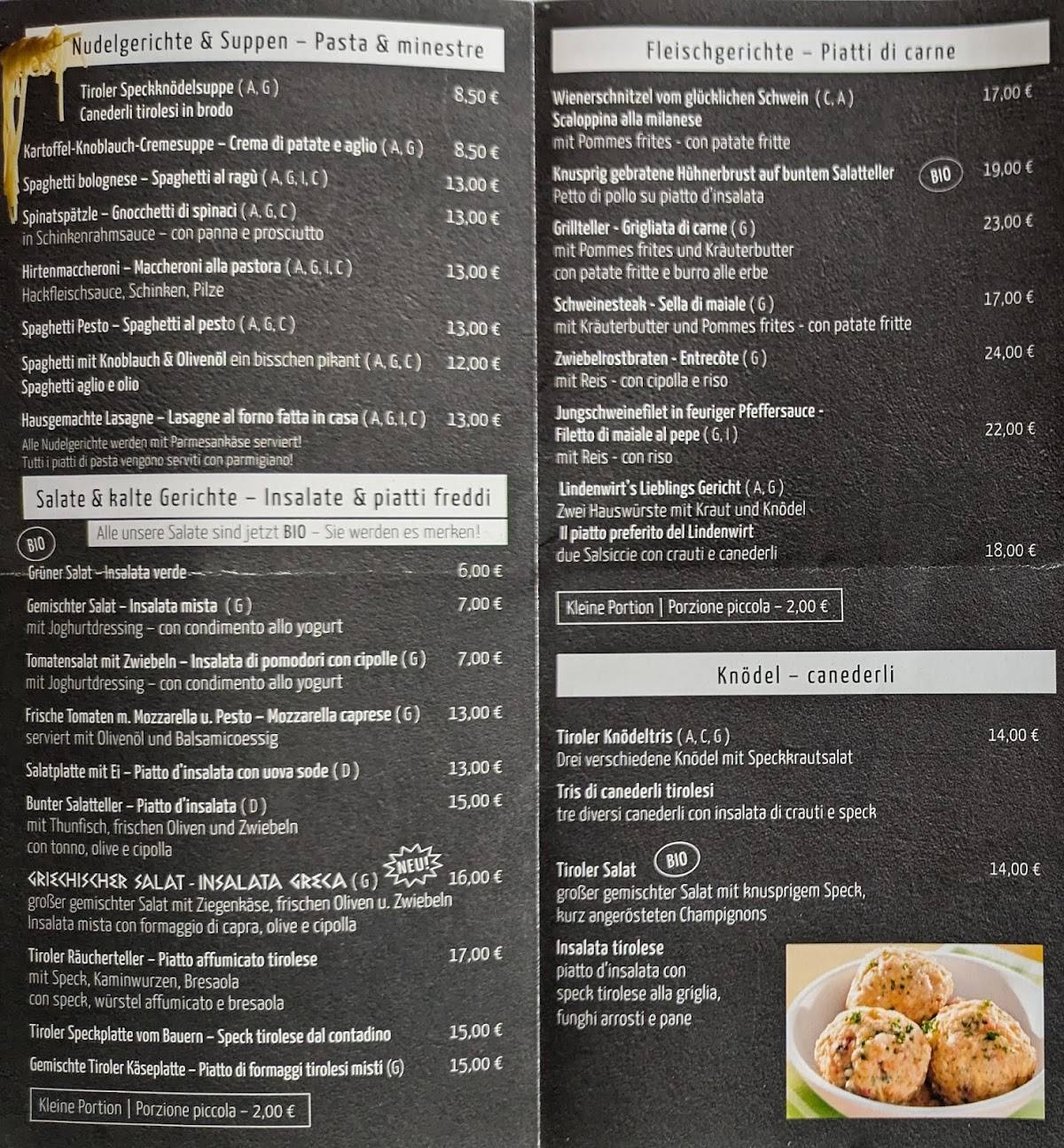 Menu di Lindenwirt 