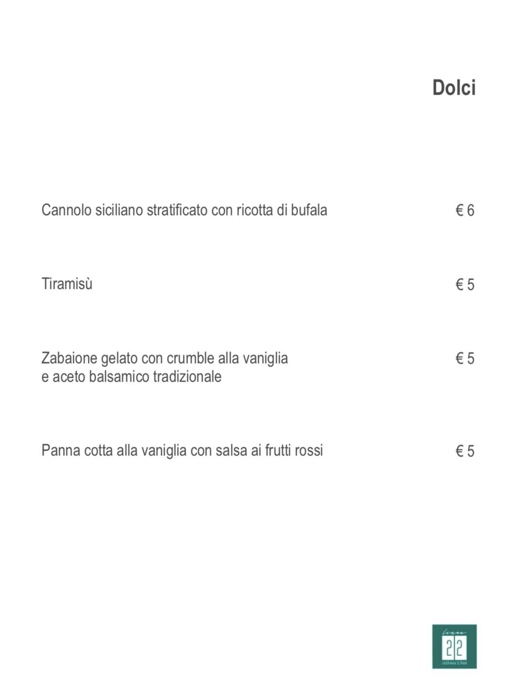 Menu di Linea 22 