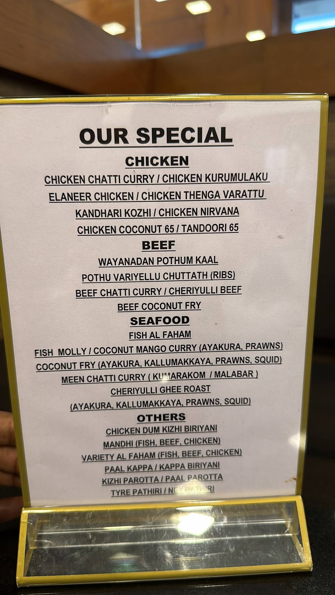 Live Kitchen menu