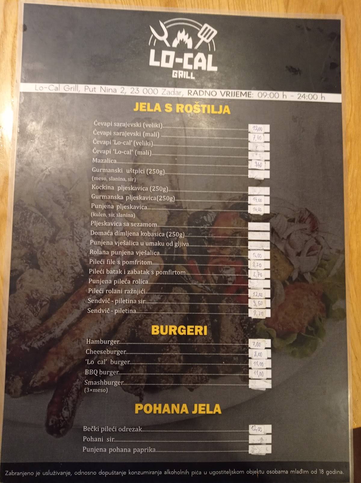 Menu di Lo-Cal Grill 