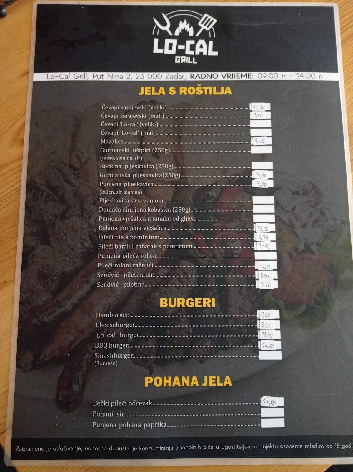 Menu di Lo-Cal Grill 