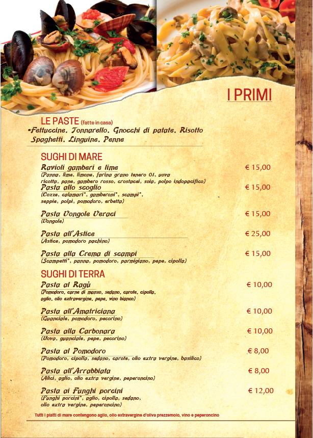 Menu di Lo Sperone 