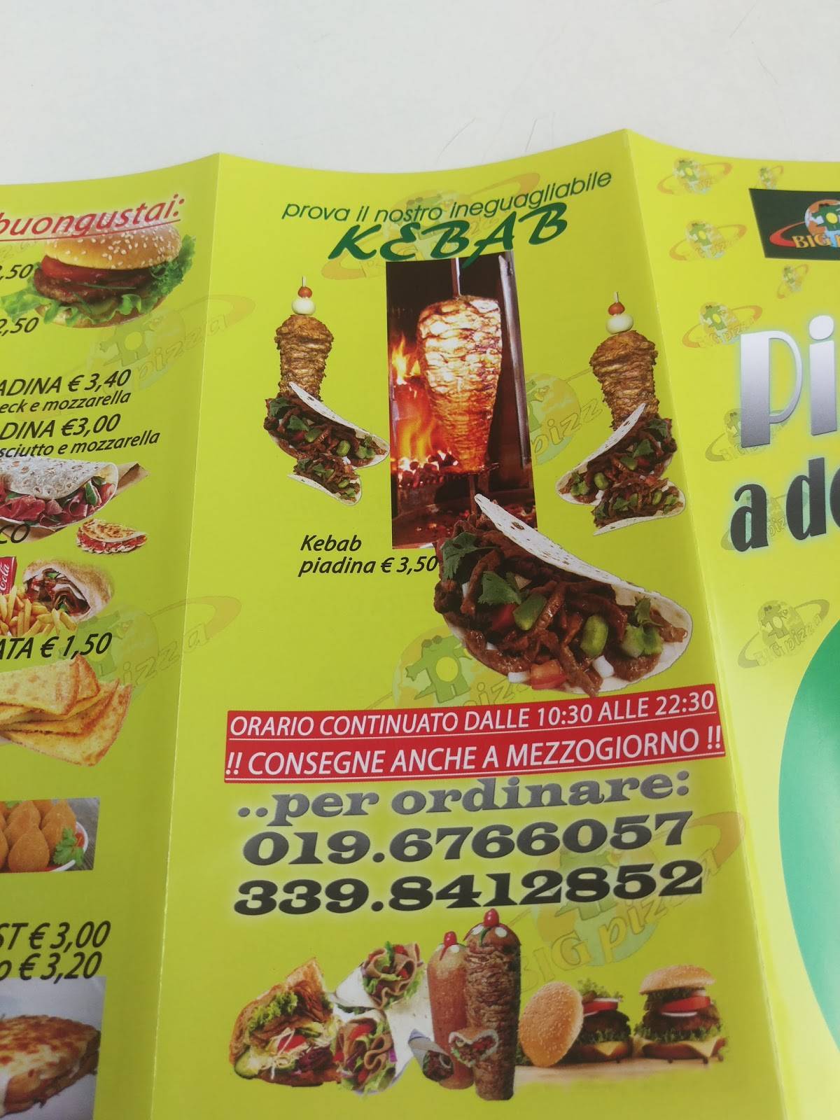 Menu di Big Pizza 