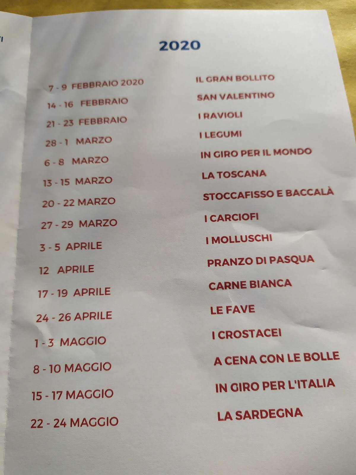 Menu di Locanda dei Giorgi 