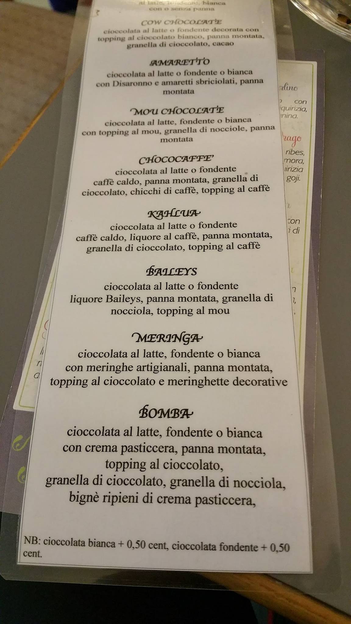 Menu di LOVÈRA Bar Pasticceria Gelateria, 