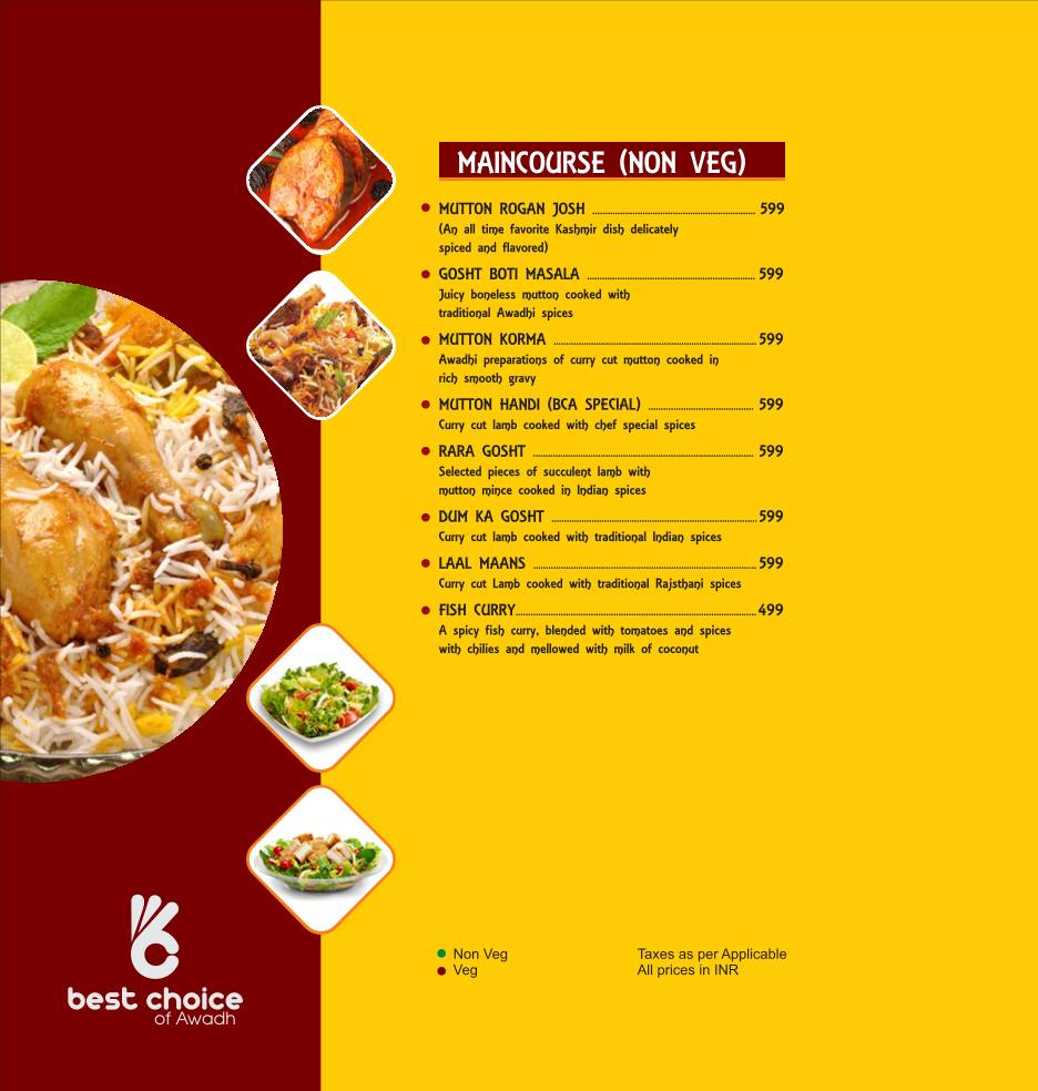 Best Choice Of Awadh menu