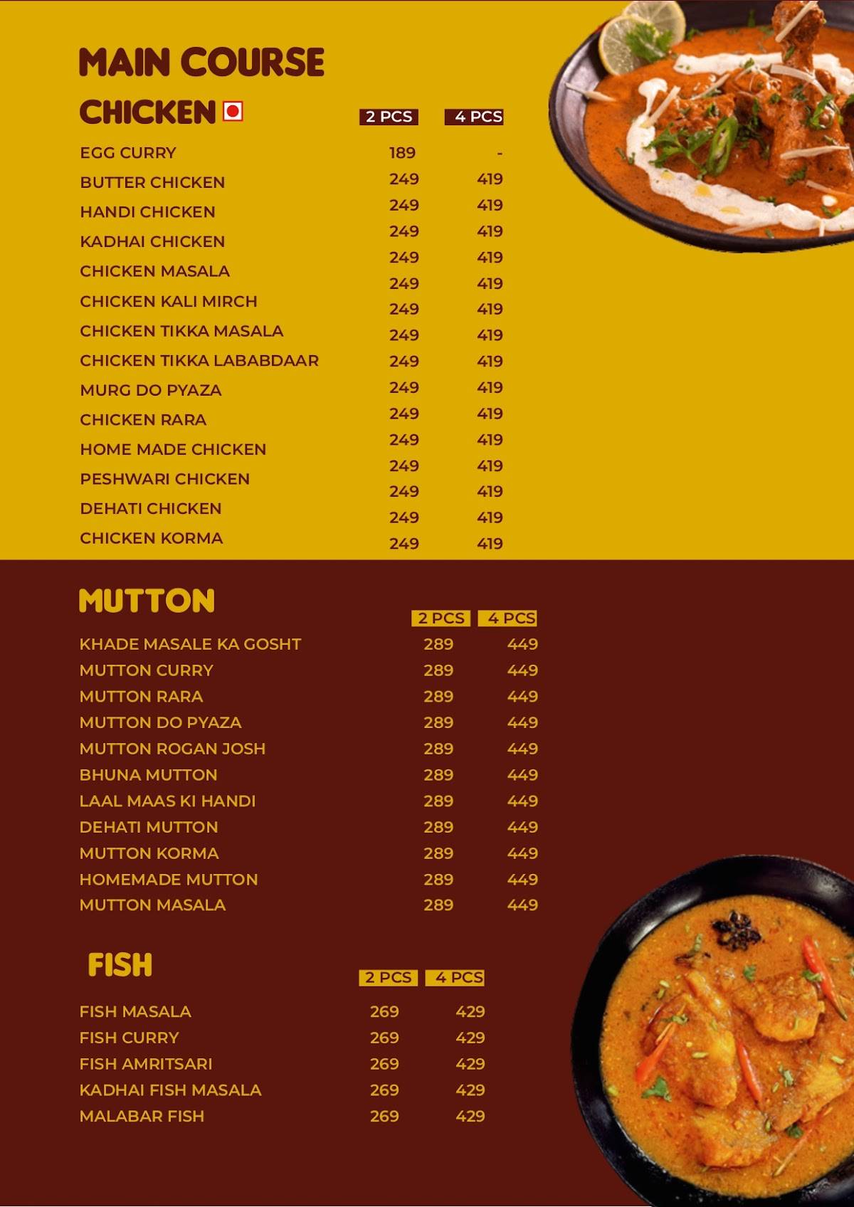 New Lucknow Kitchen menu