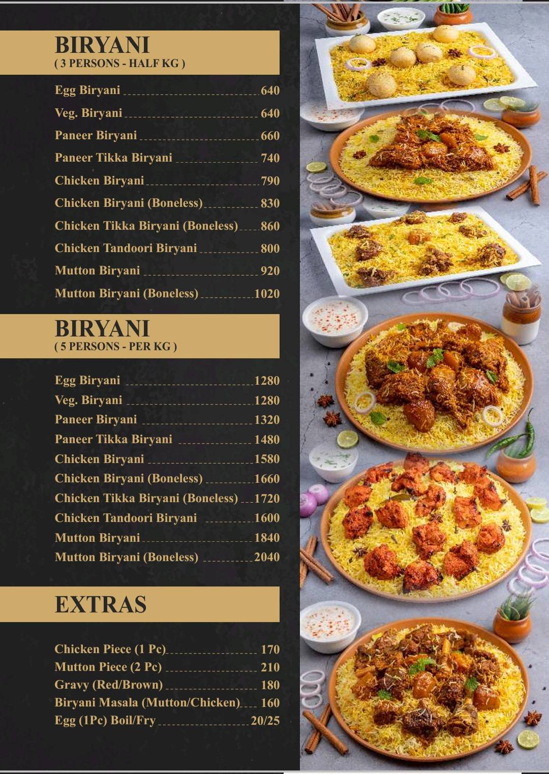 Lucky Biryani menu