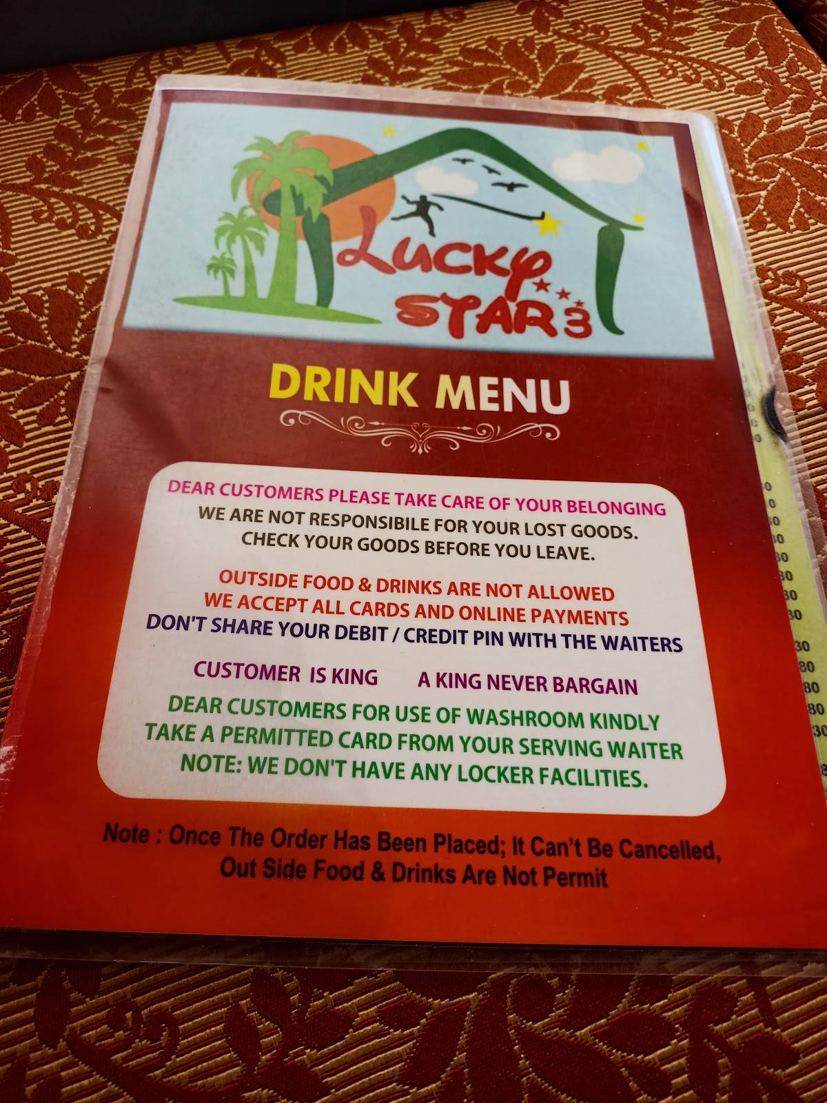 Lucky Star Beach Shack menu