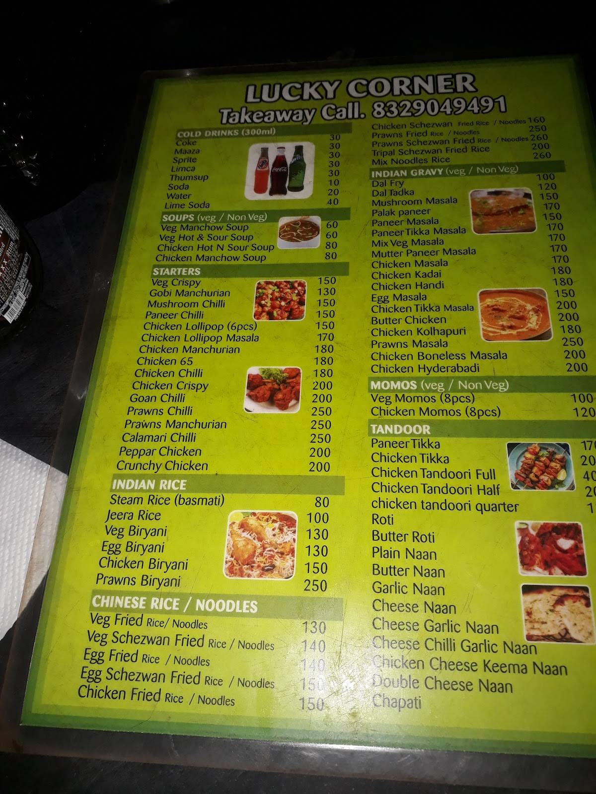 Lucky restaurant. menu